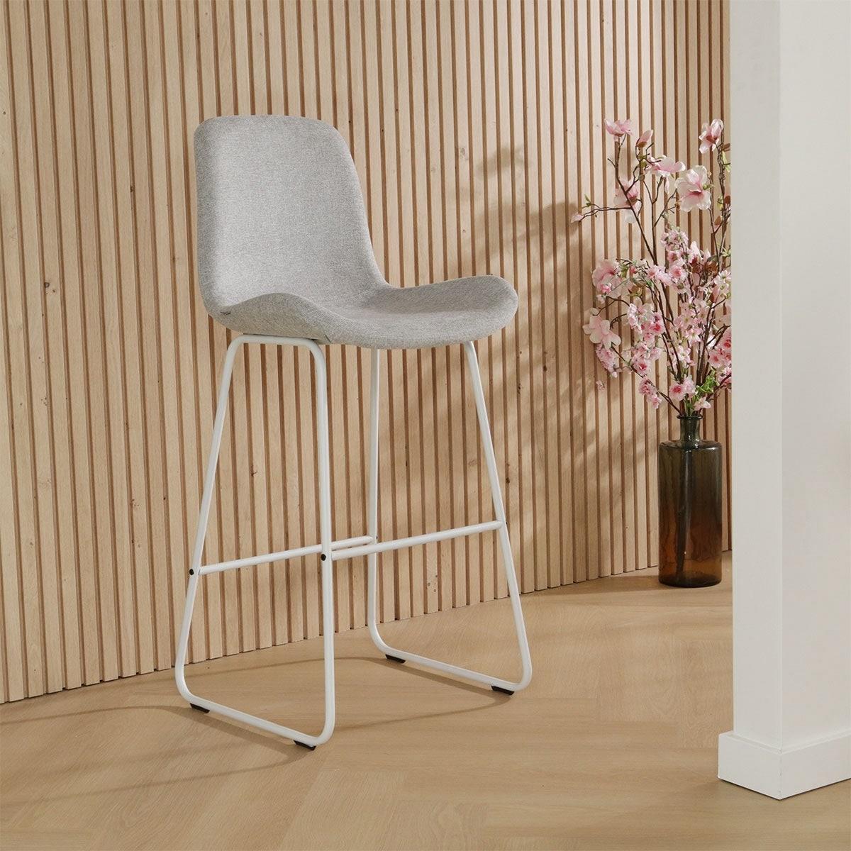 Nolon Nino-Fé Barkrukken Set van 2 - Lichtgrijs - Wit - 65 cm