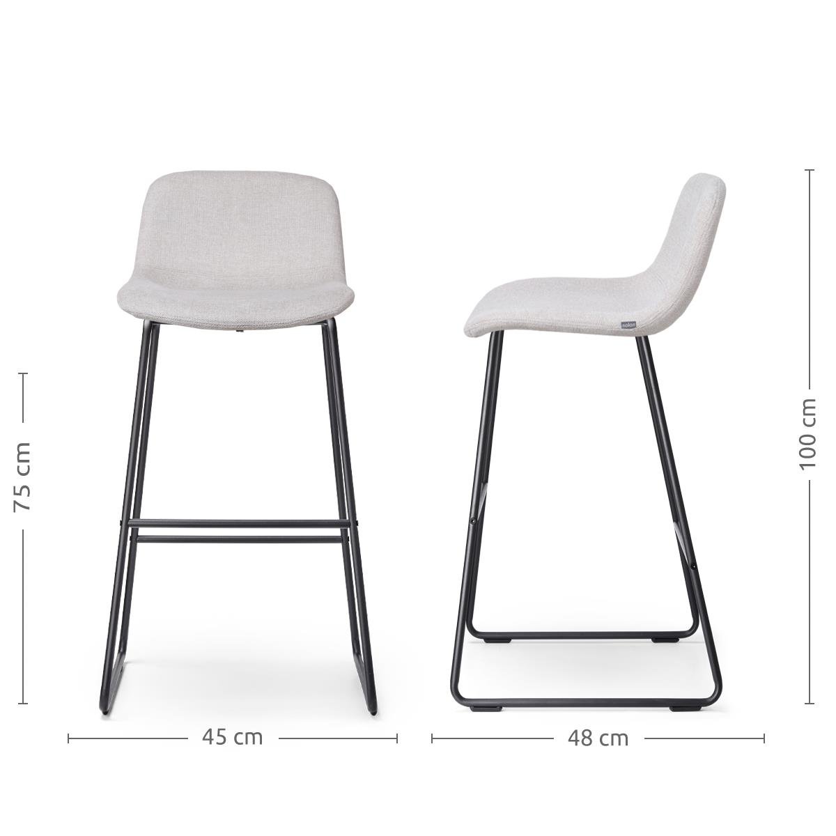 Nolon Nino-Mats Barkrukken Set van 2 - Beige - Zwart - 75 cm