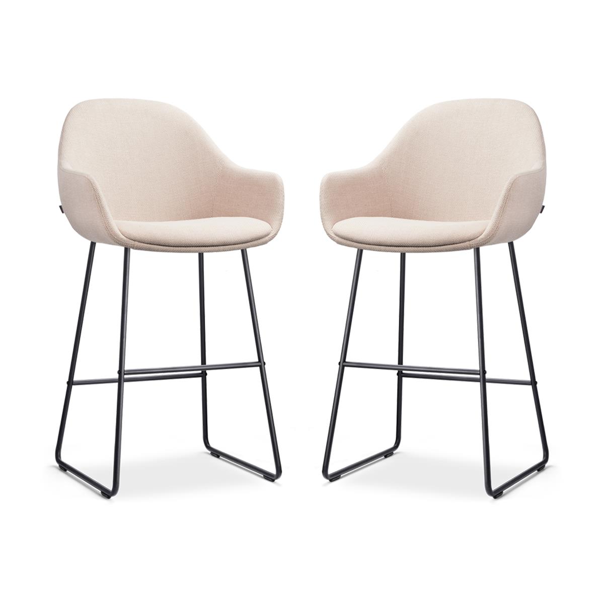 Nolon Nino-Mae Barkrukken Set van 2 - Beige - Zwart - 65 cm