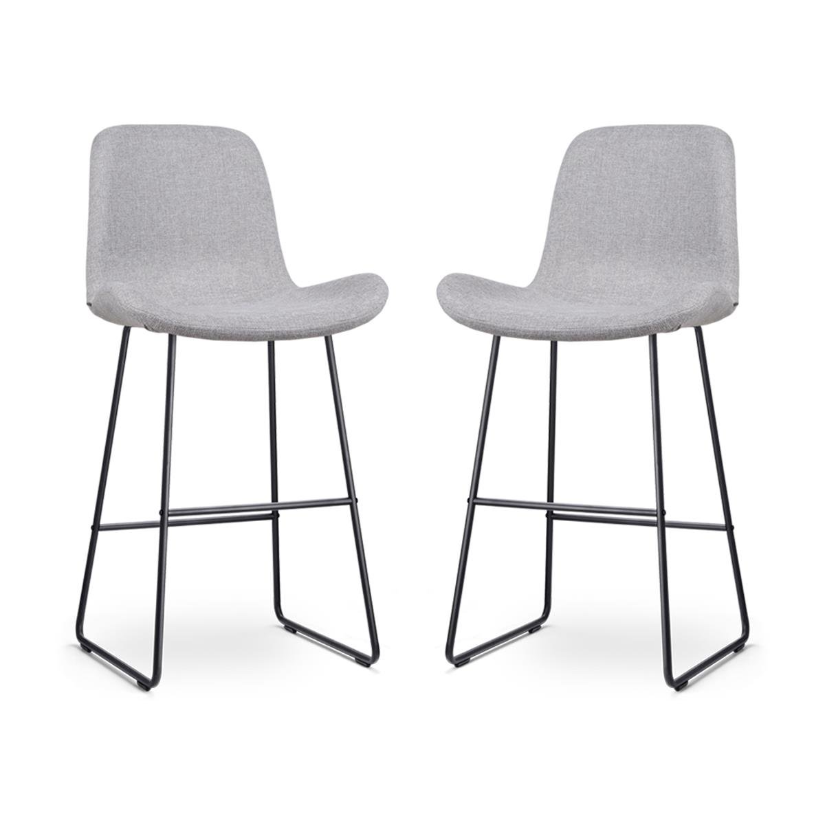 Nolon Nino-Fé Barkrukken Set van 2 - Lichtgrijs - Zwart - 75 cm