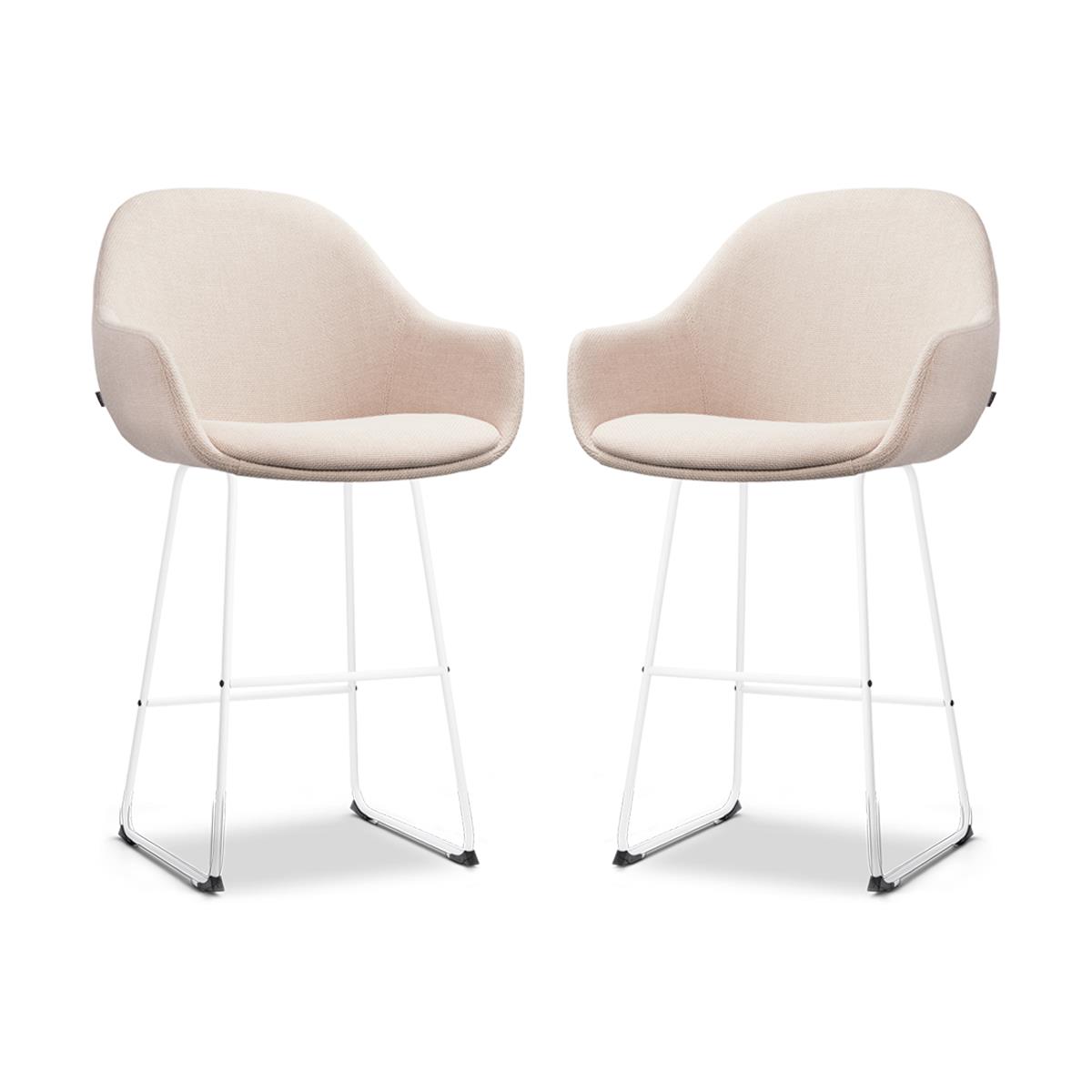 Nolon Nino-Mae Barkrukken Set van 2 - Beige - Wit - 65 cm