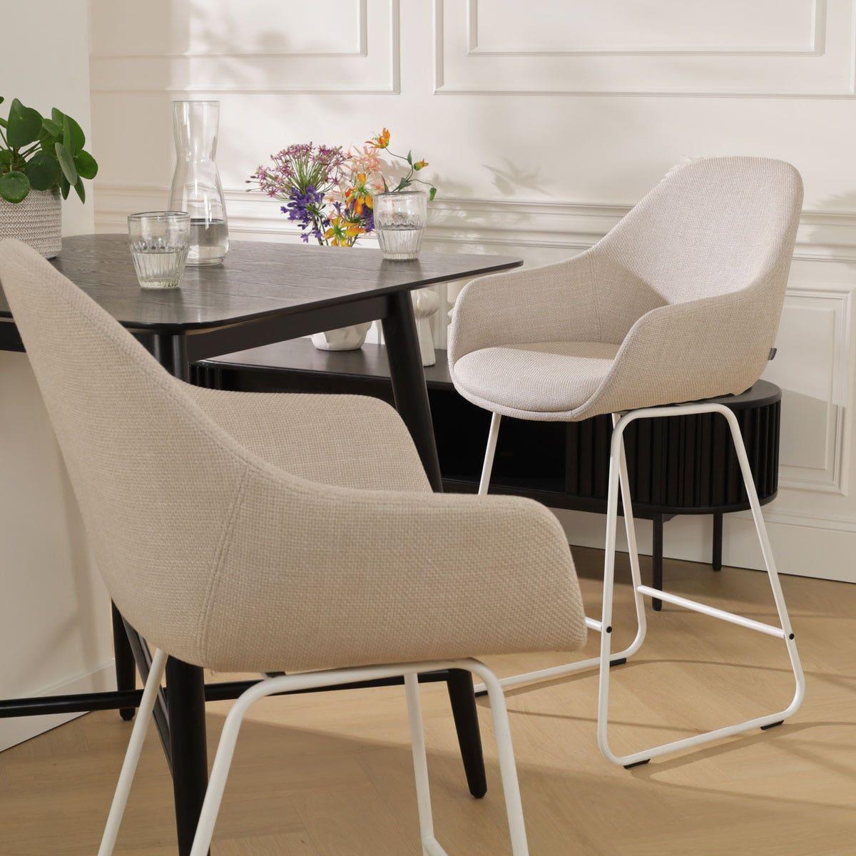 Nolon Nino-Mae Barkrukken Set van 2 - Beige - Wit - 65 cm