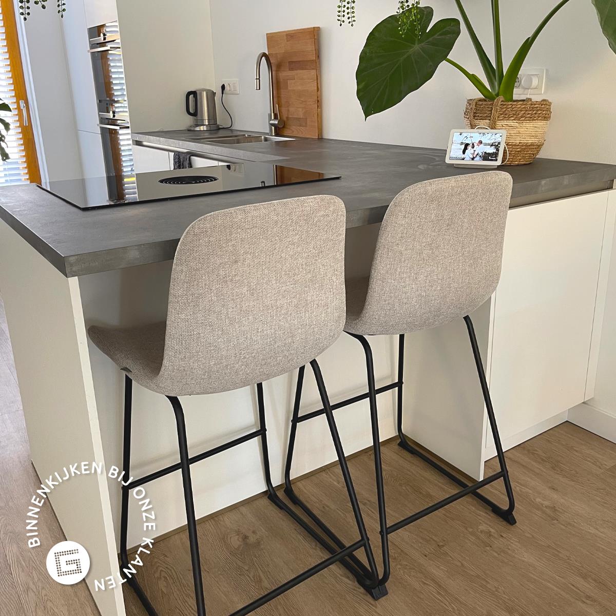 Nolon Nino-Fé Barkrukken Set van 2 - Beige - Zwart - 75 cm
