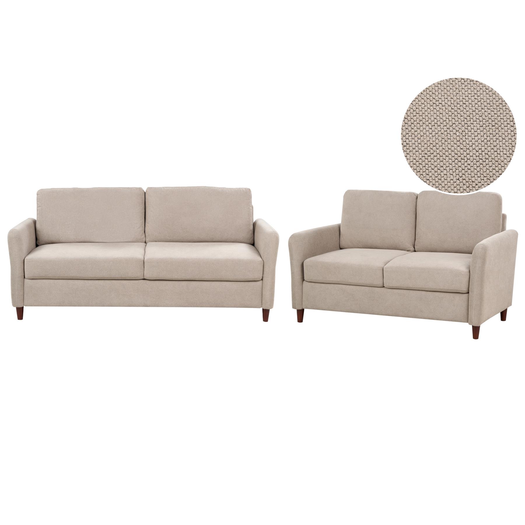 Beliani - MARE - Bankenset met opbergruimte - Taupe - Corduroy