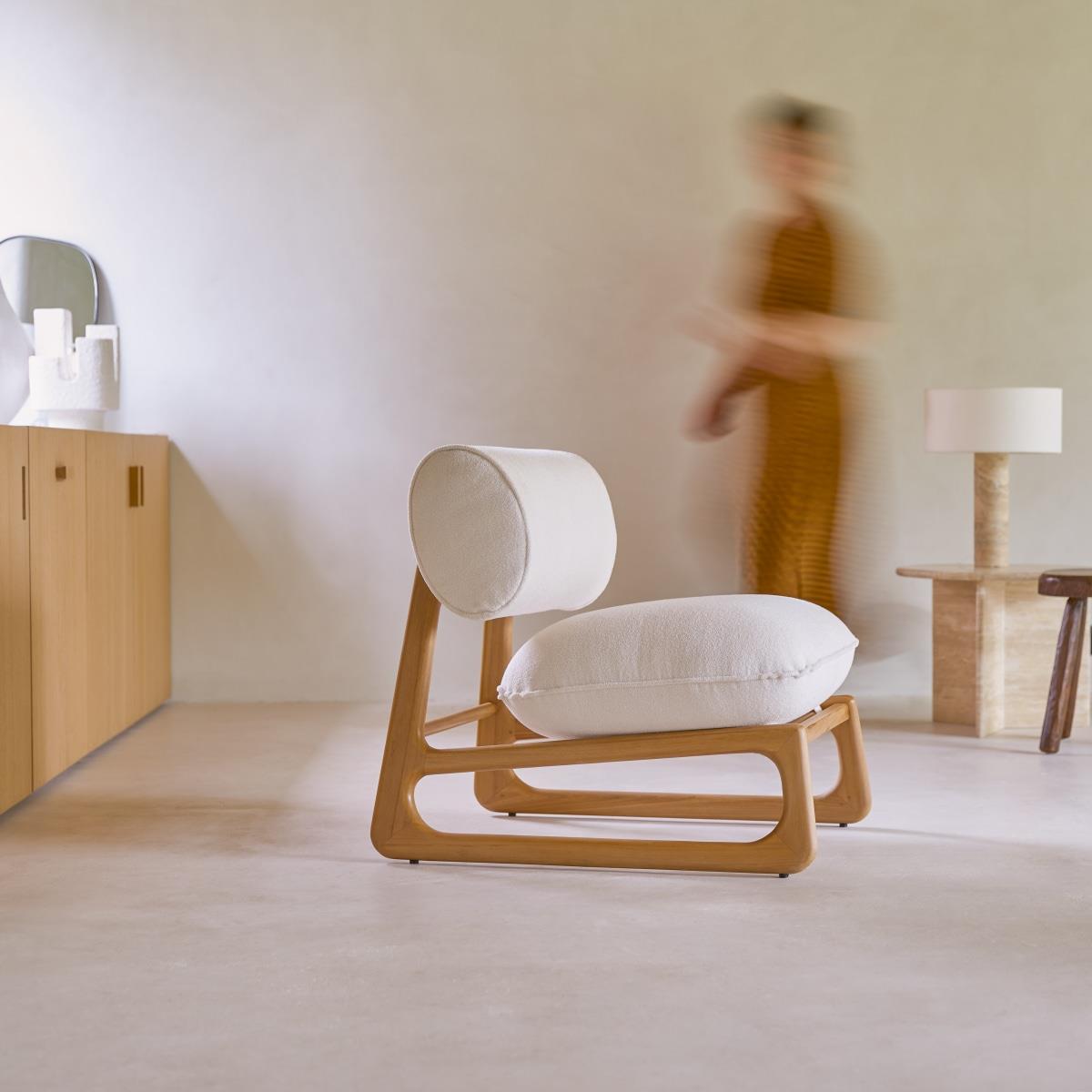 Tikamoon - Fauteuil van massief teakhout en stof Julia