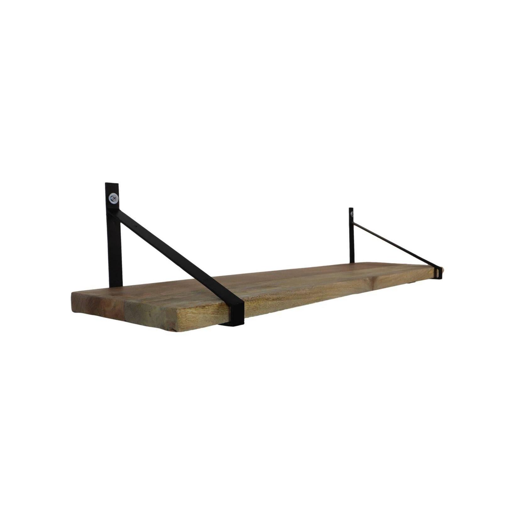 Wandplank - 100x25x20 - Naturel|zwart- Mangohout|ijzer