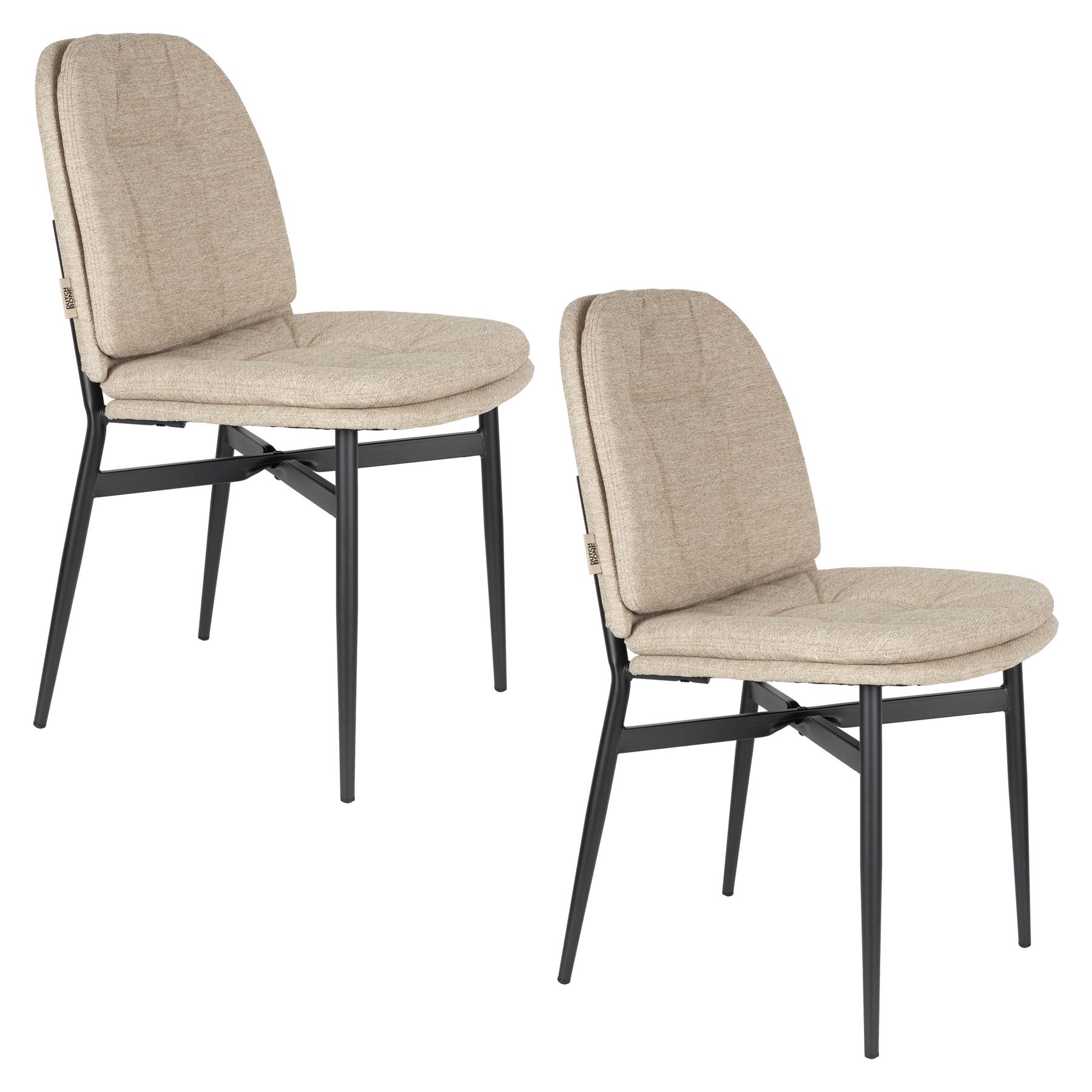Dutchbone Jade Eetkamerstoelen Beige - Set van 2