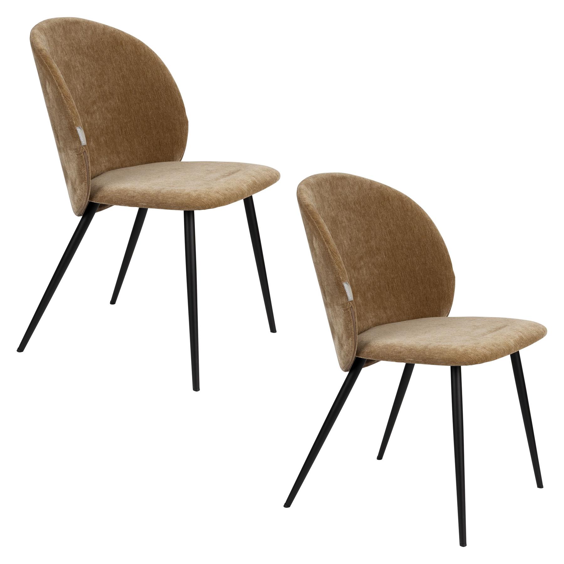 Zuiver Cozy Eetkamerstoelen Mosterd| Bruin - Set van 2