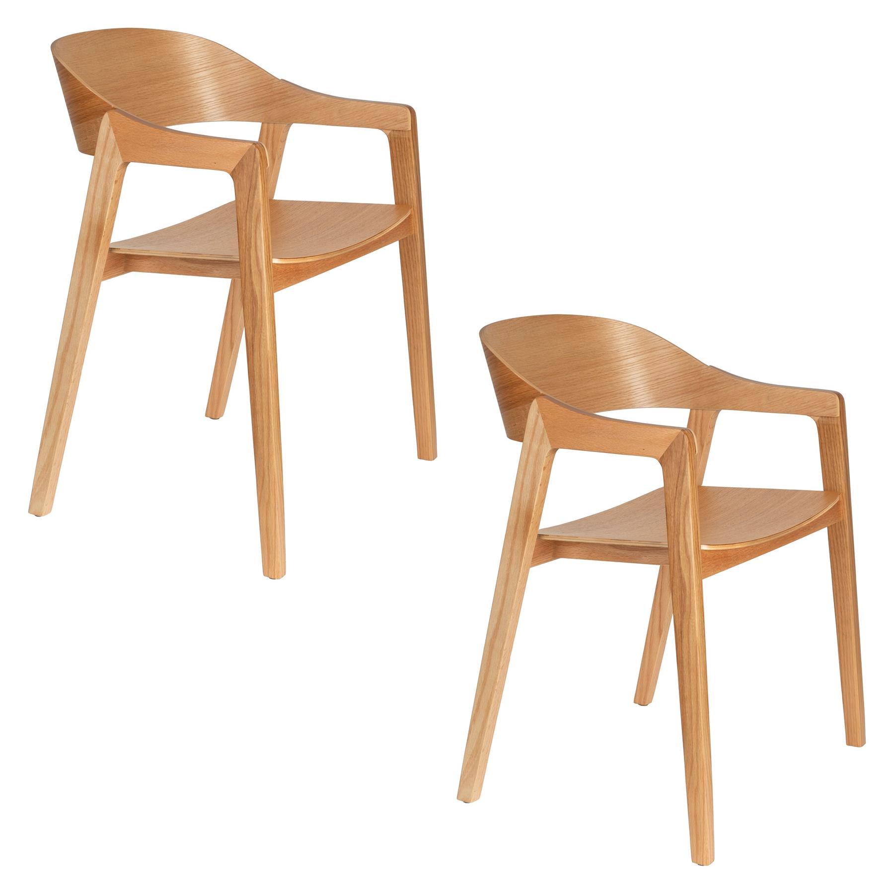 Dutchbone Westlake Eetkamerstoelen met armleuning Hout Naturel - Set van 2