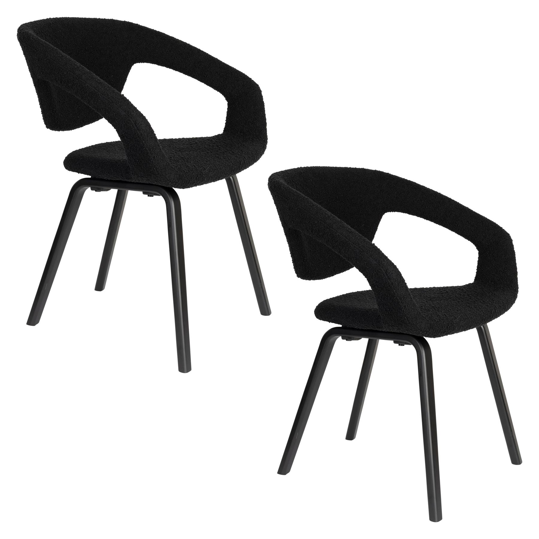 Zuiver Flexback Eetkamerstoelen met armleuning Zwart - Set van 2