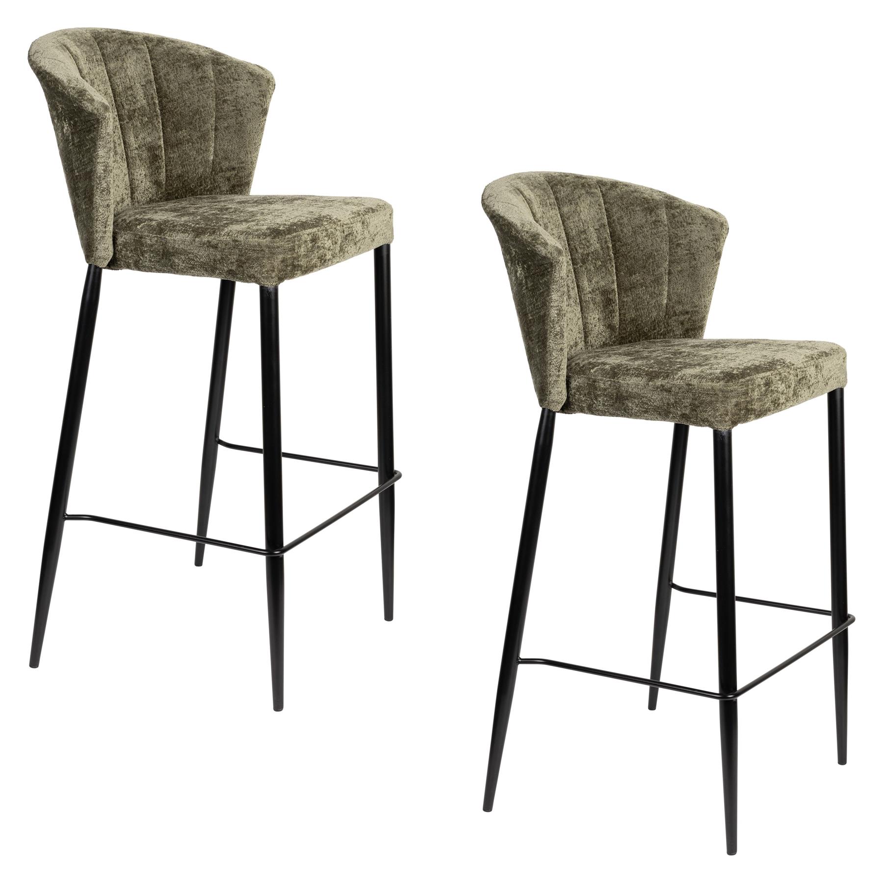 Dutchbone Georgia Kruk Counter| Barkruk Green - Set van 2 - Groen