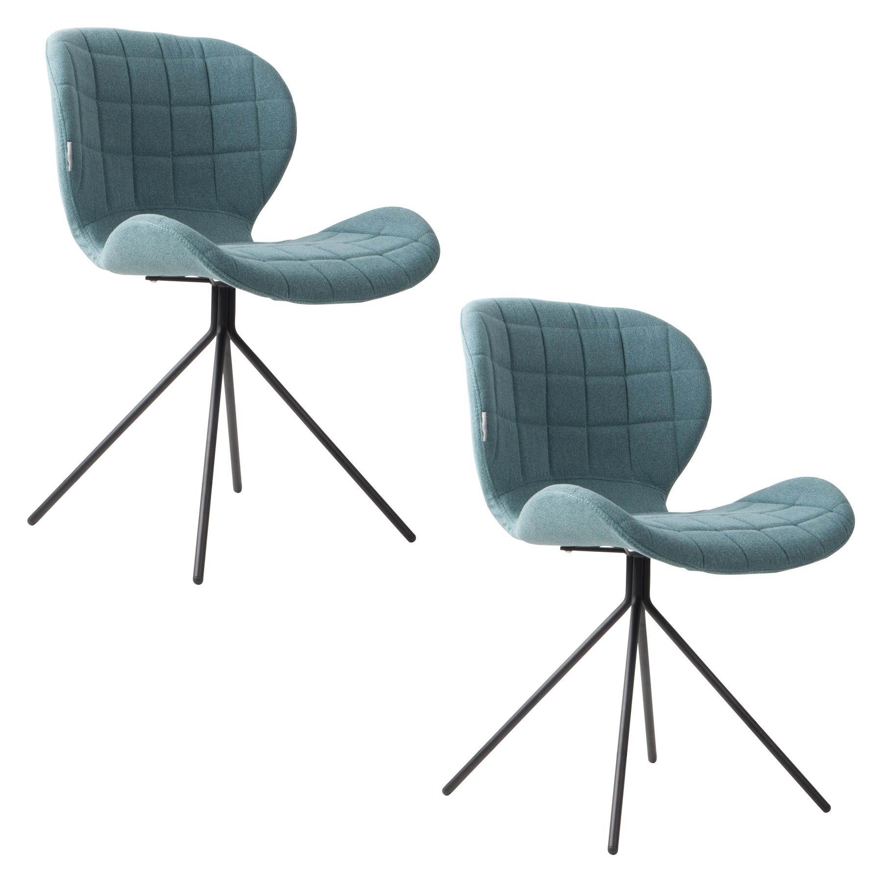 Zuiver OMG Eetkamerstoelen Blauw - Set van 2