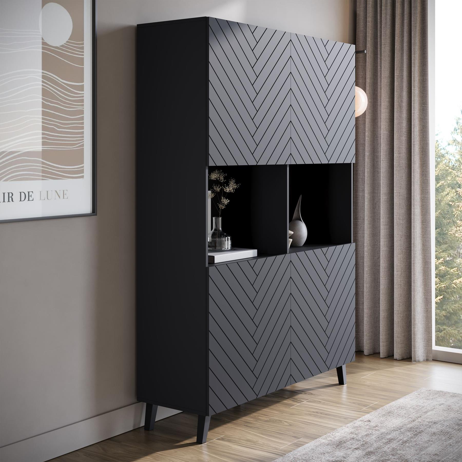 Meubella Dressoir Pulse 2 - Zwart - 120 cm