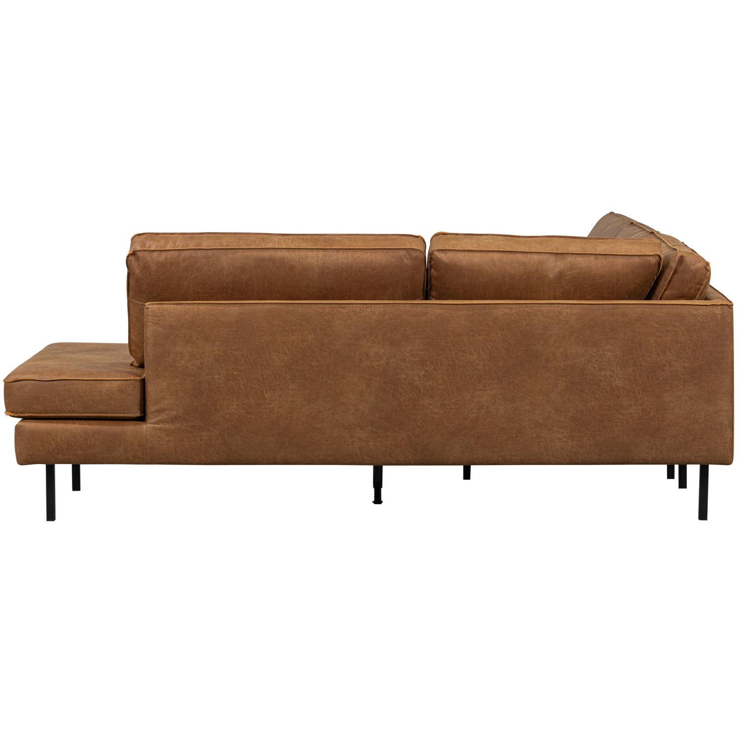 WOOOD Indy Hoekbank Rechts - Recycle Leer - Cognac - 80x338x202