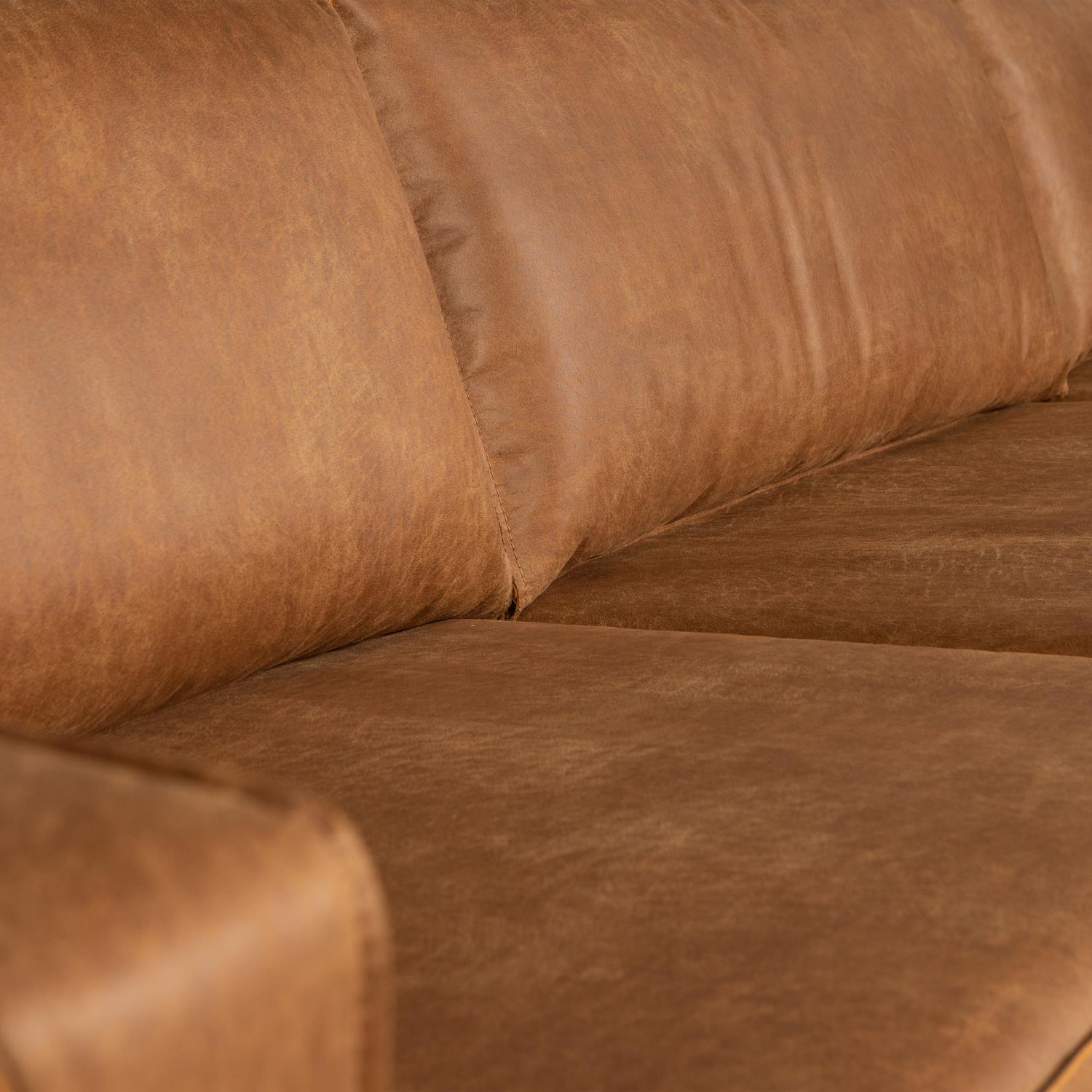 WOOOD Indy Hoekbank Rechts - Recycle Leer - Cognac - 80x338x202