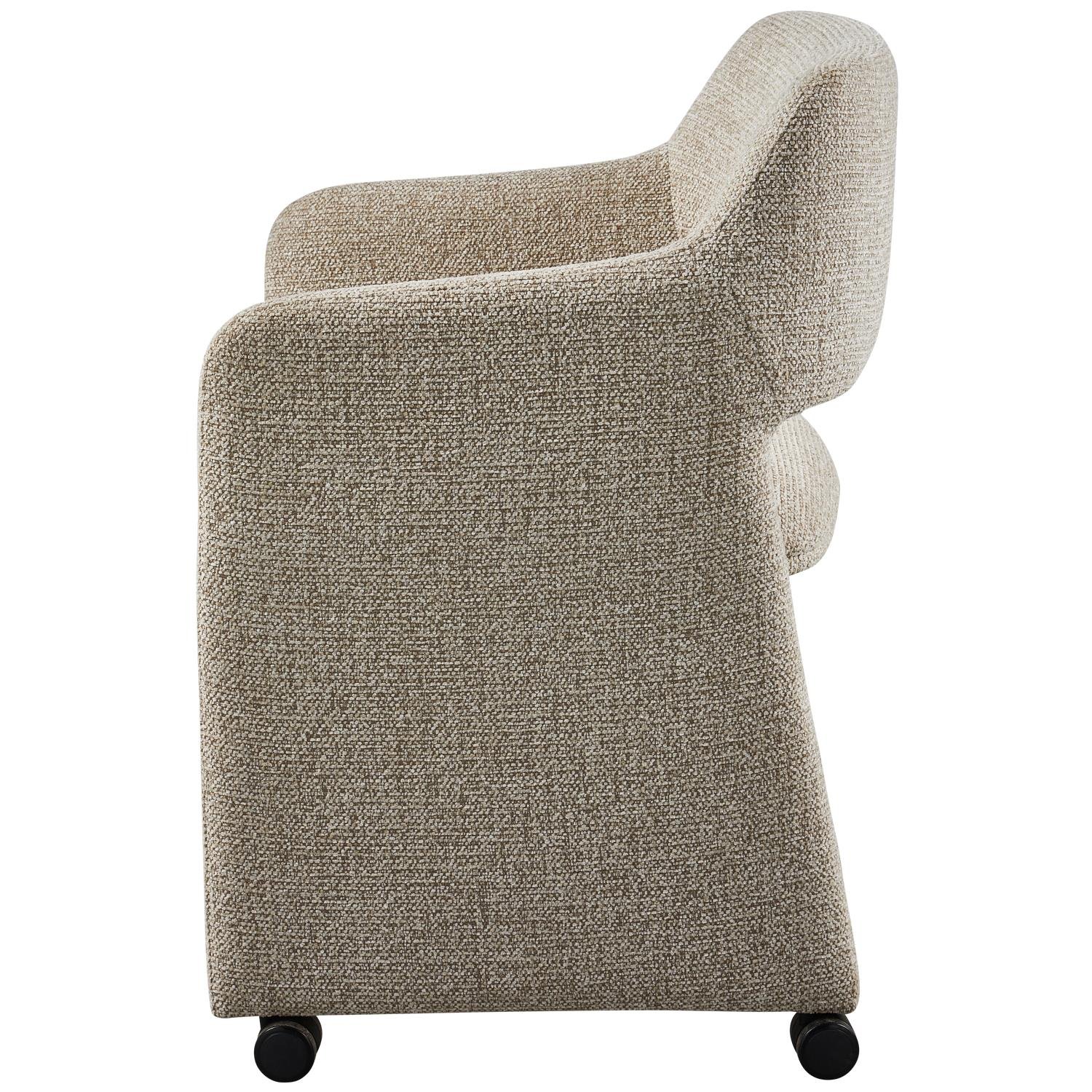 WOOOD Lyric Eetkamerstoel Met Wieltjes - Polyester - Greige - 79x59x58