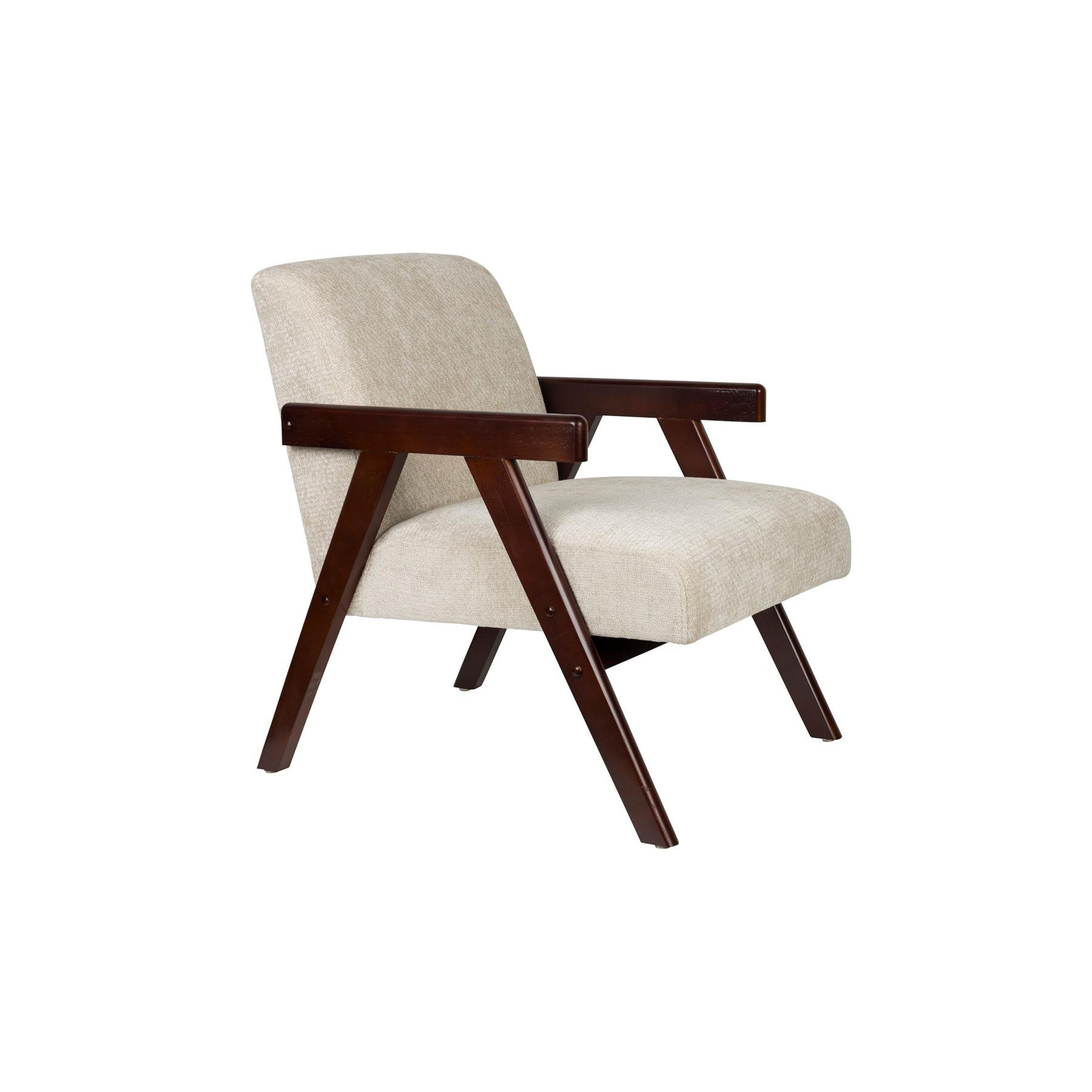 Housecraft Living Panadero Fauteuil met armleuning Hout Bruin donker| Beige