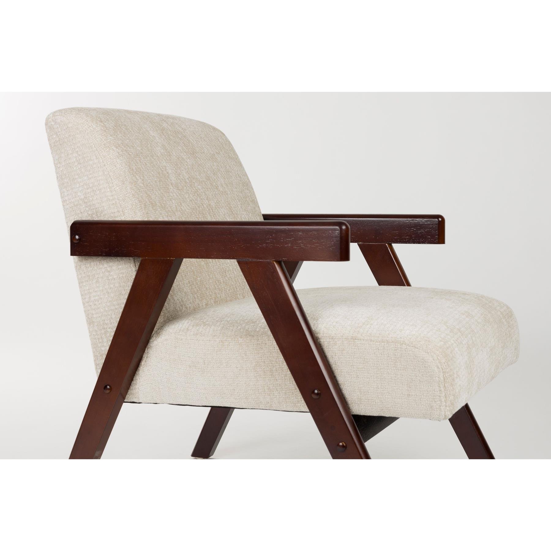 Housecraft Living Panadero Fauteuil met armleuning Hout Bruin donker| Beige