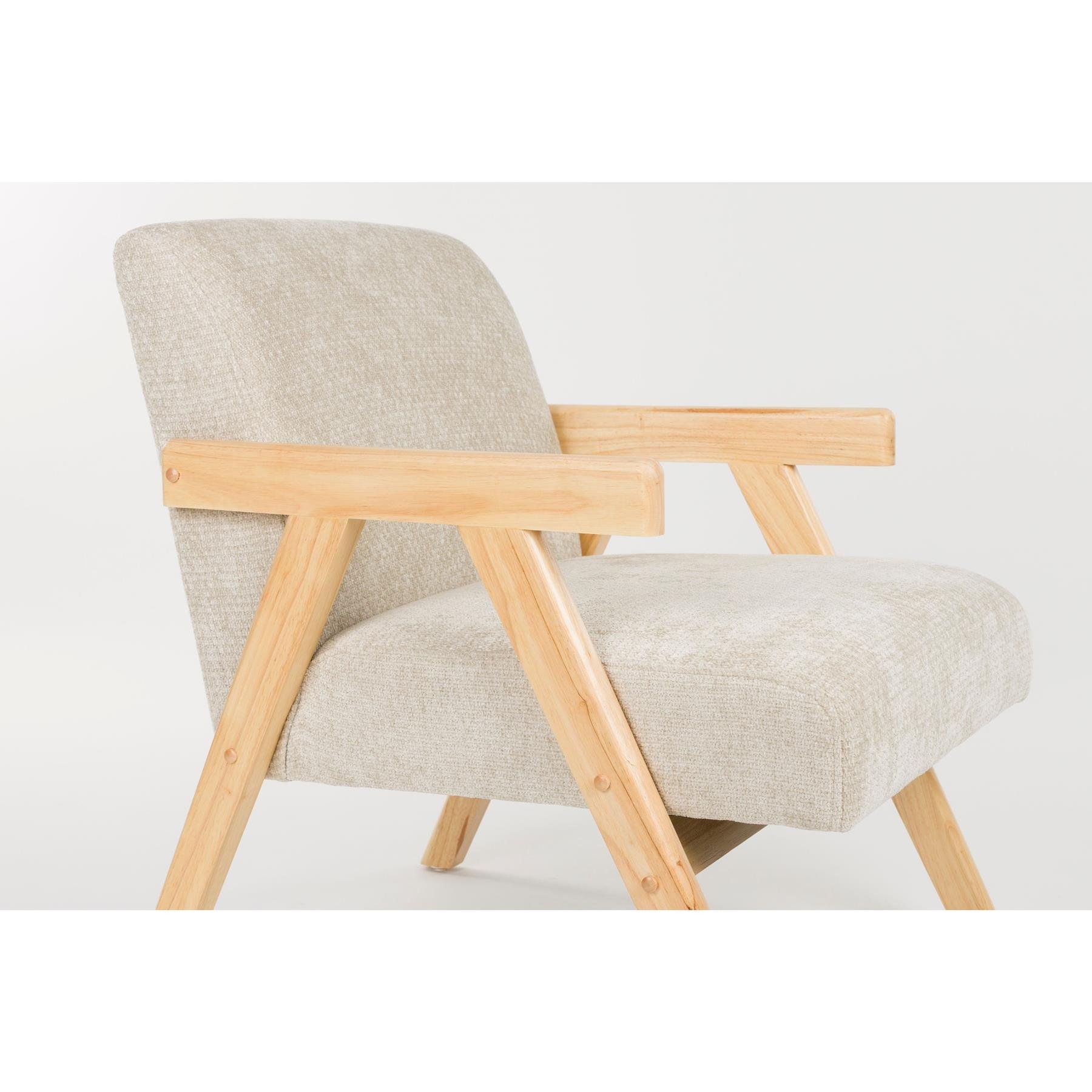 Housecraft Living Panadero Fauteuil met armleuning Hout Naturel| Beige
