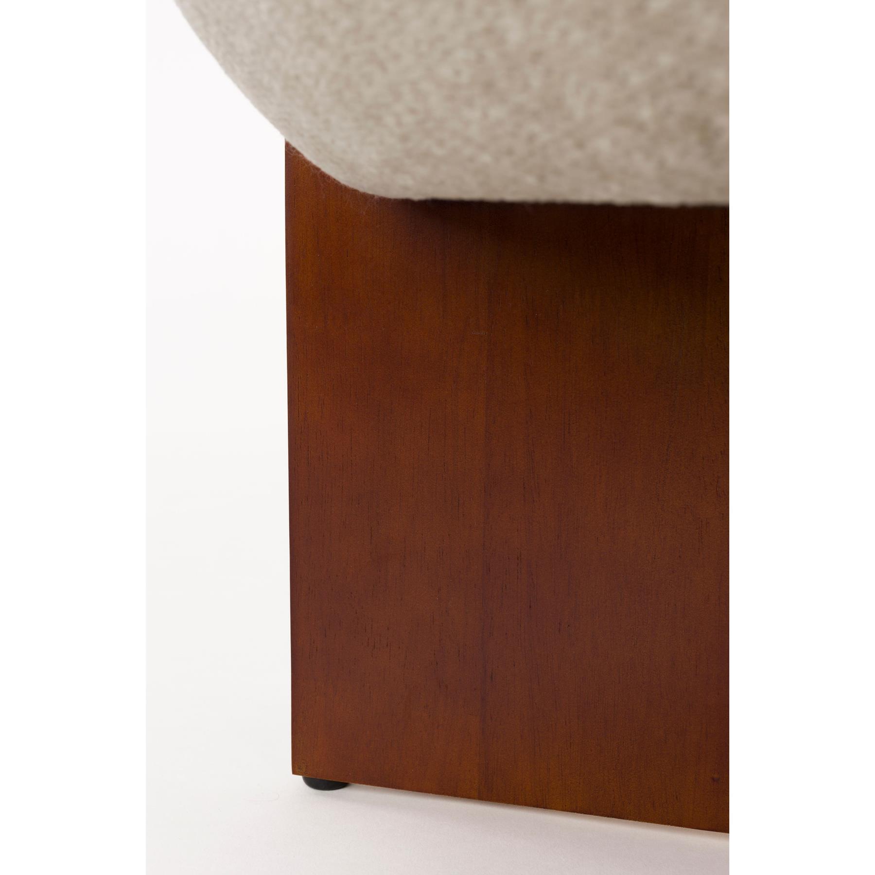 Housecraft Living Ufo Poef op Houten onderstel Rond 51 cm Beige| Bruin