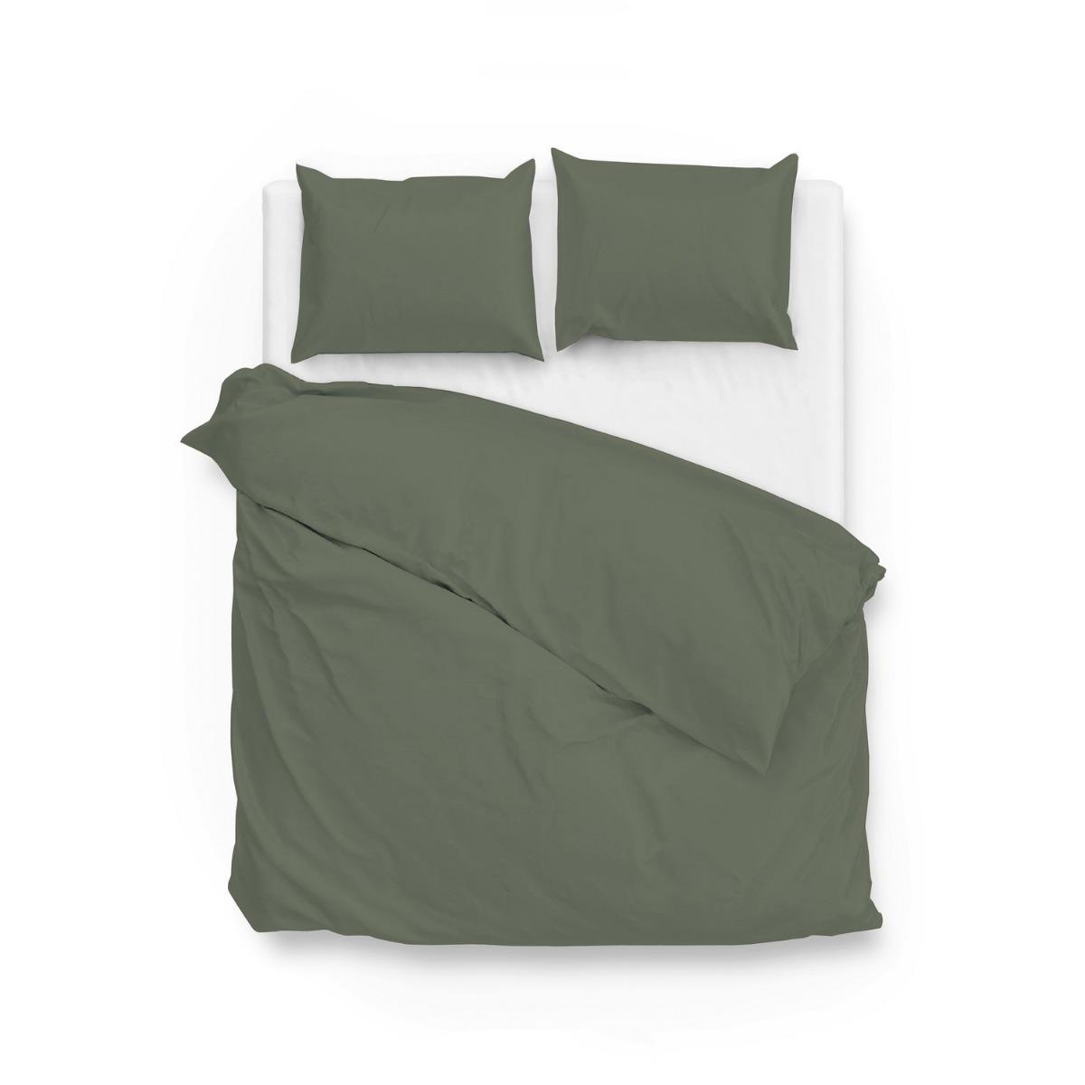 Zo Home Satinado Dekbedovertrekset Uni Katoen Satijn - army green
