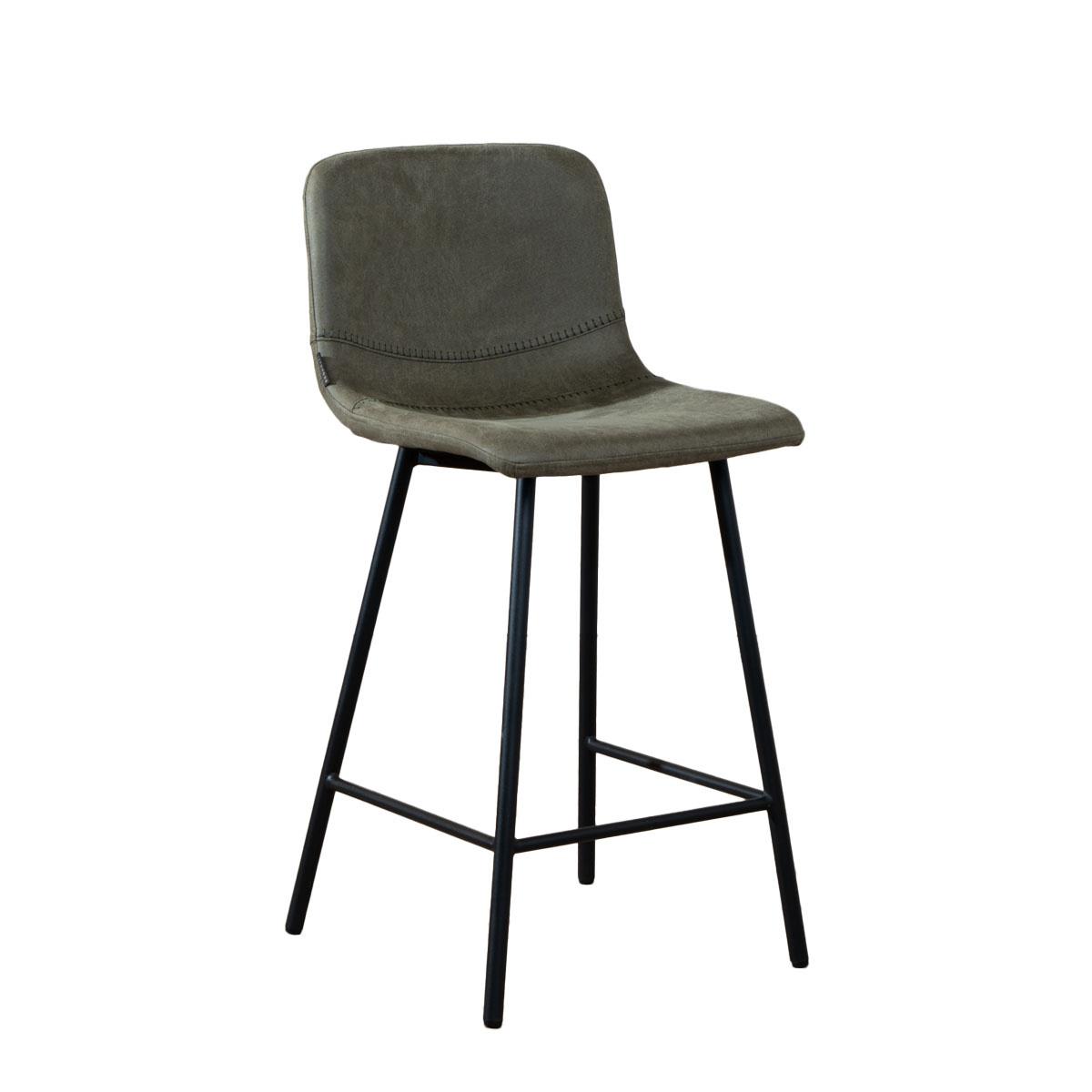 Bronx71 Industriële barkruk Mikky olijfgroen eco-leer 65-78 cm