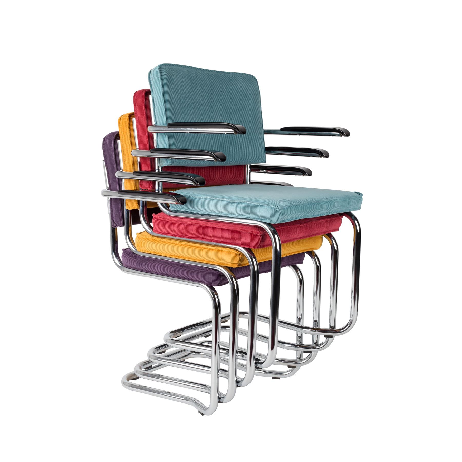 Zuiver Ridge Rib Kink Eetkamerstoelen leuning Grijs - Set van 2