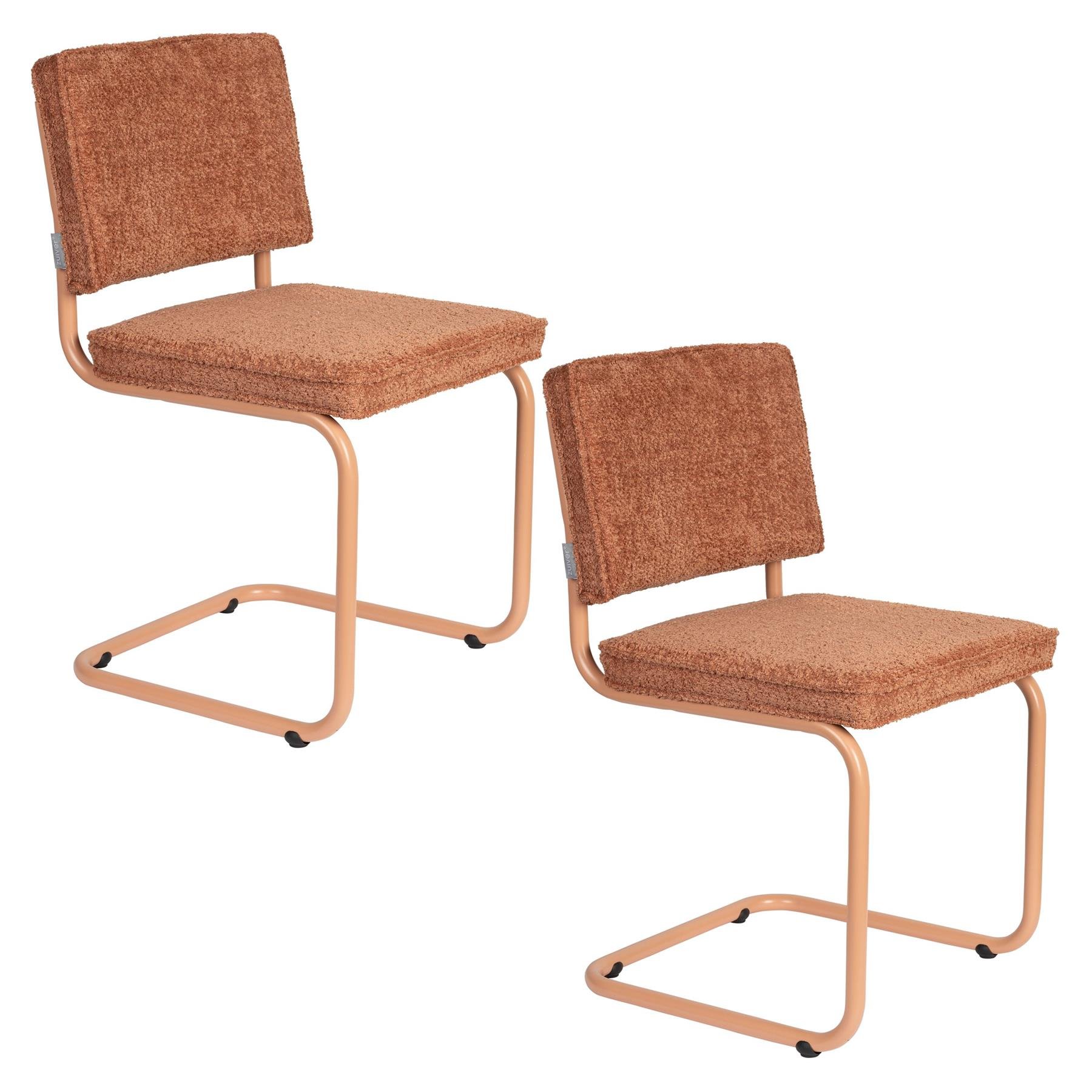 Zuiver Ridge Soft Eetkamerstoelen Terracotta - Set van 2