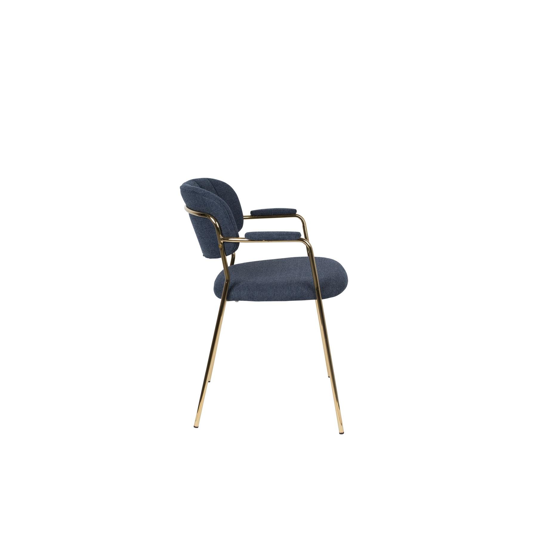 Housecraft Jolien Eetkamerstoelen Goud|Donker Blauw - Set van 2