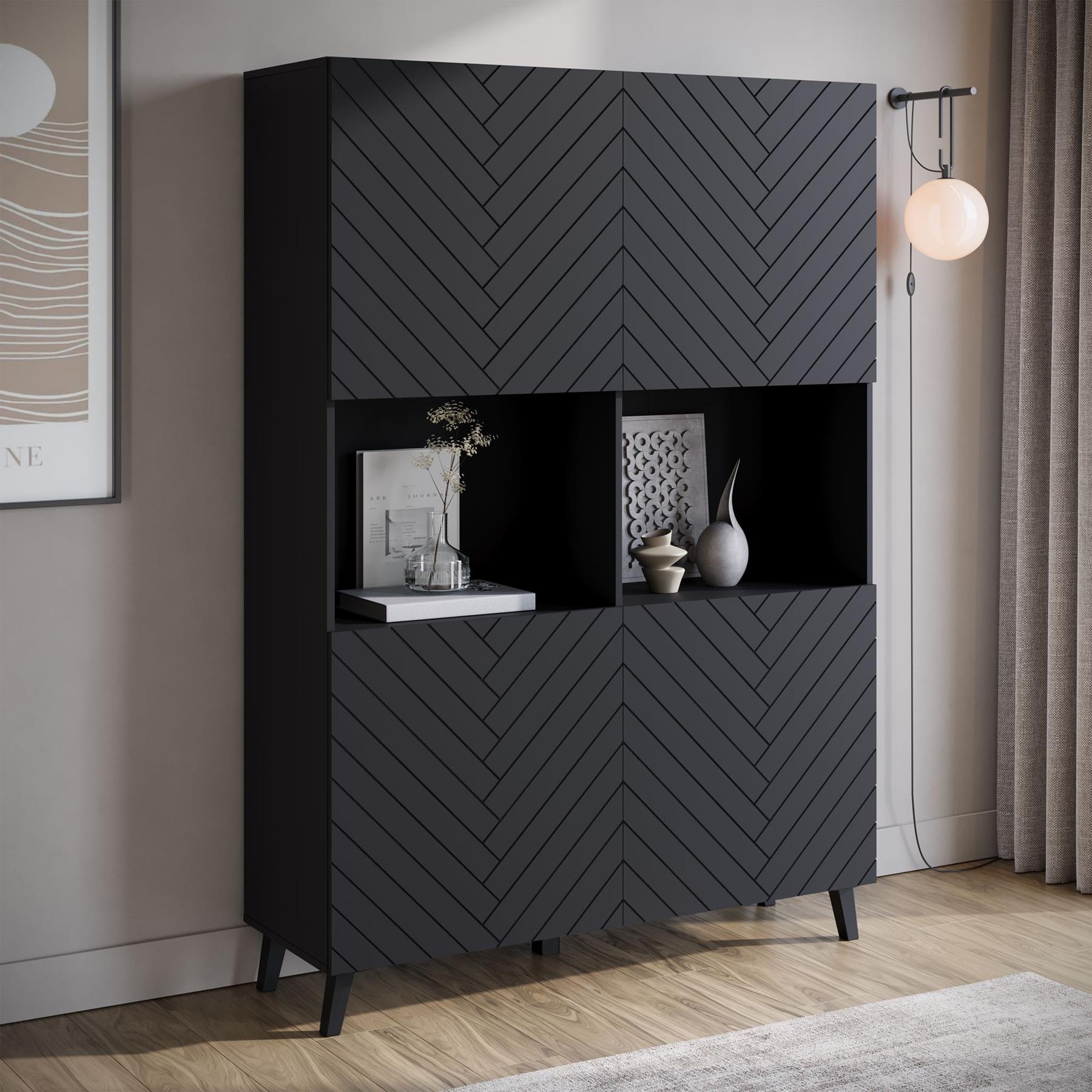 Meubella Dressoir Pulse 2 - Zwart - 120 cm