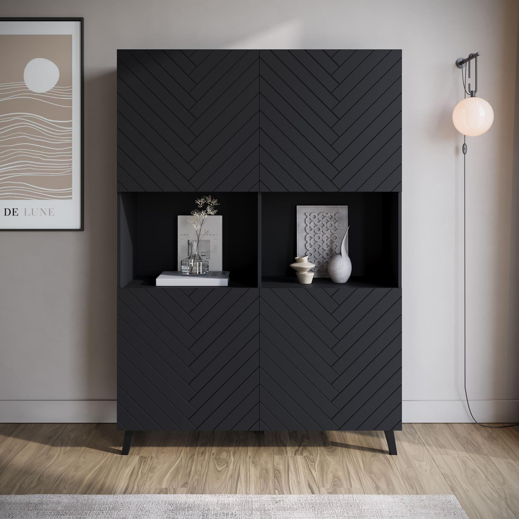 Meubella Dressoir Pulse 2 - Zwart - 120 cm