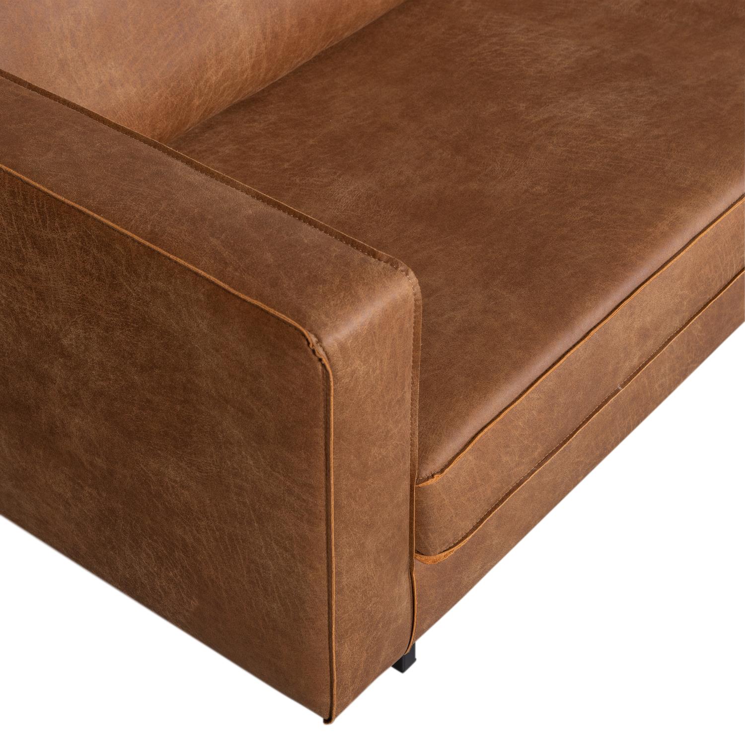 WOOOD Indy Hoekbank Rechts - Recycle Leer - Cognac - 80x338x202