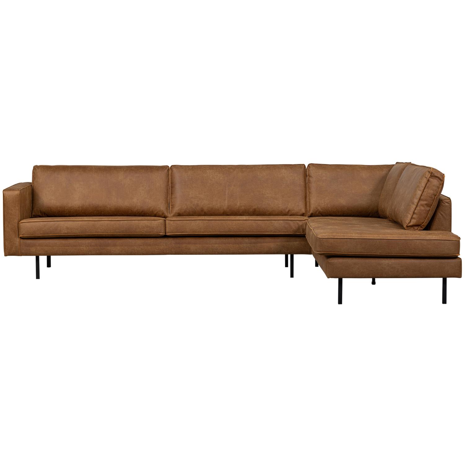WOOOD Indy Hoekbank Rechts - Recycle Leer - Cognac - 80x338x202