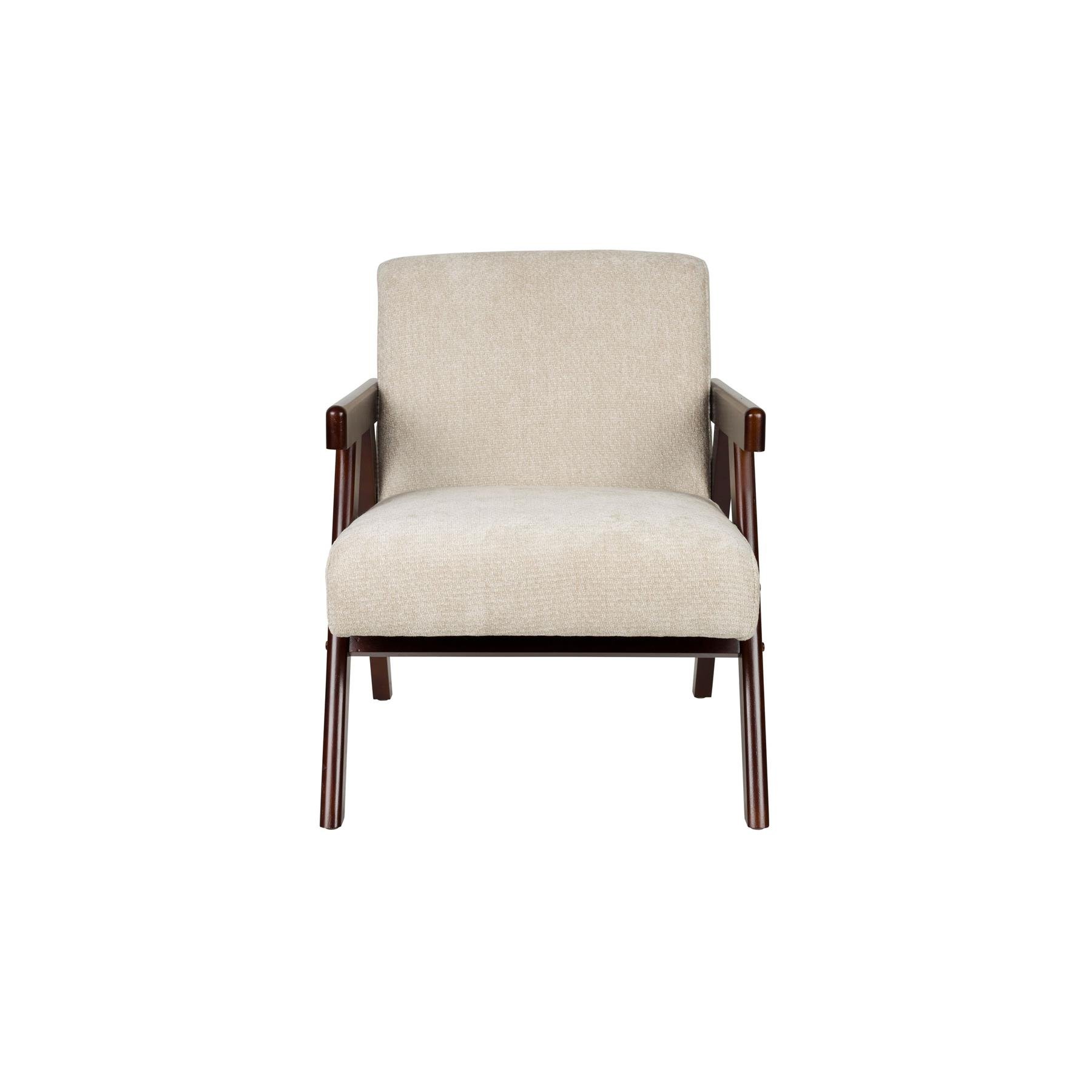 Housecraft Living Panadero Fauteuil met armleuning Hout Bruin donker| Beige