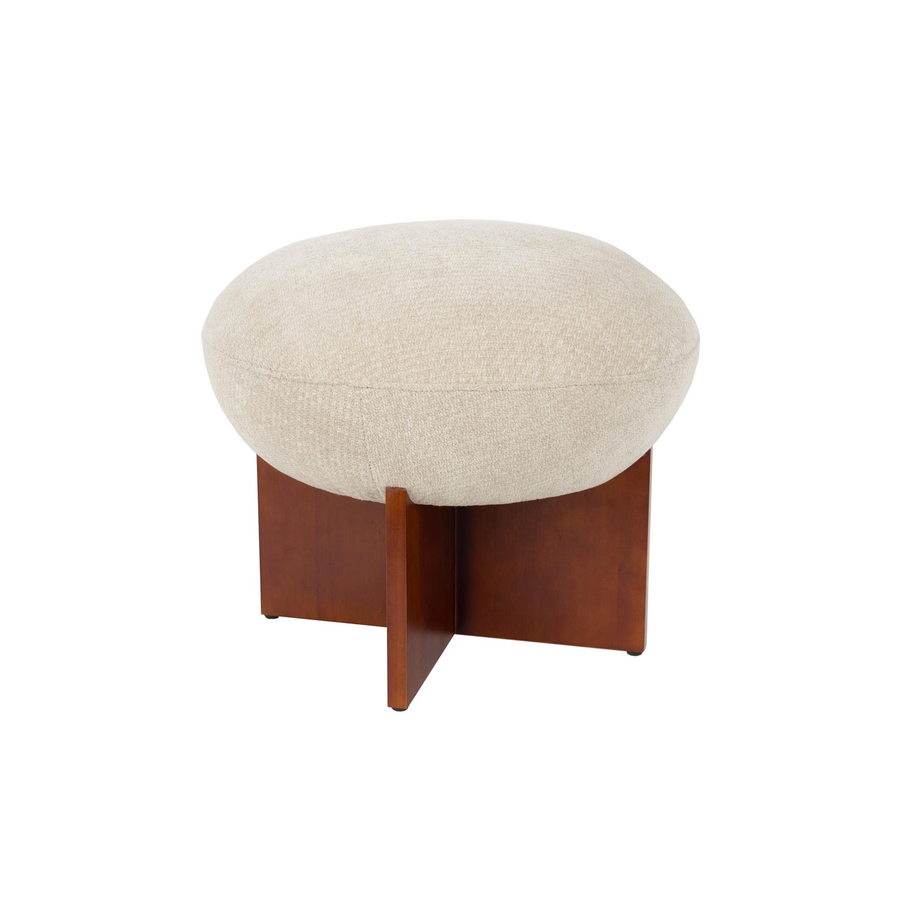 Housecraft Living Ufo Poef op Houten onderstel Rond 51 cm Beige| Bruin