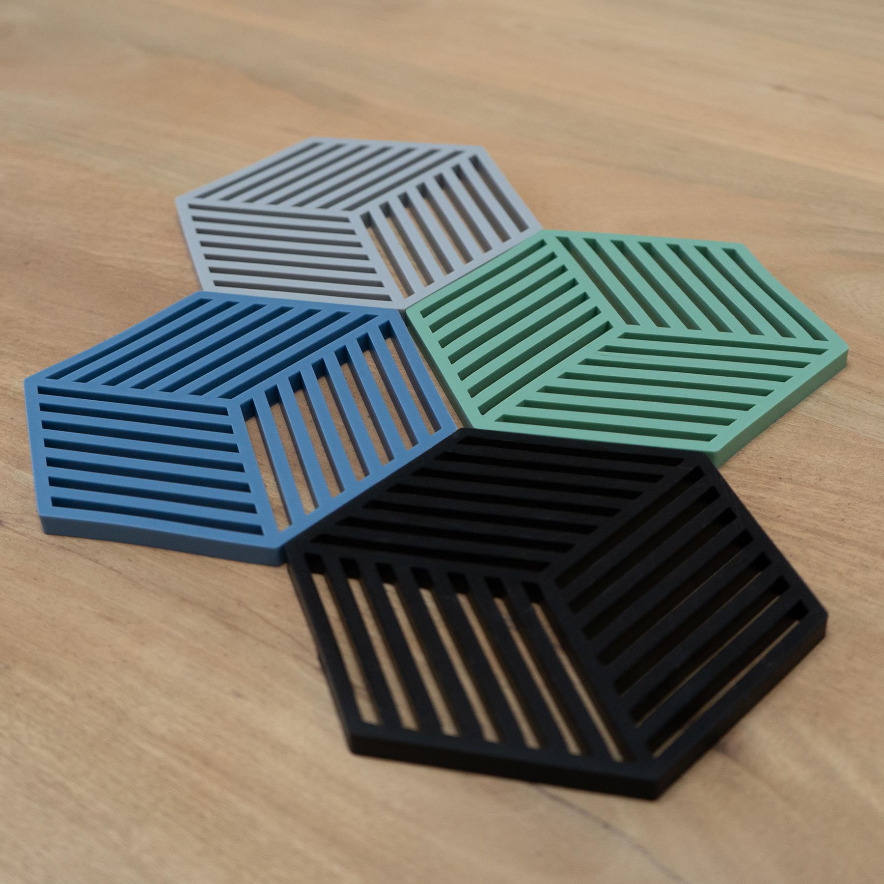 Krumble Pannenonderzetter Hexagon - Blauw - 16 x 14 cm
