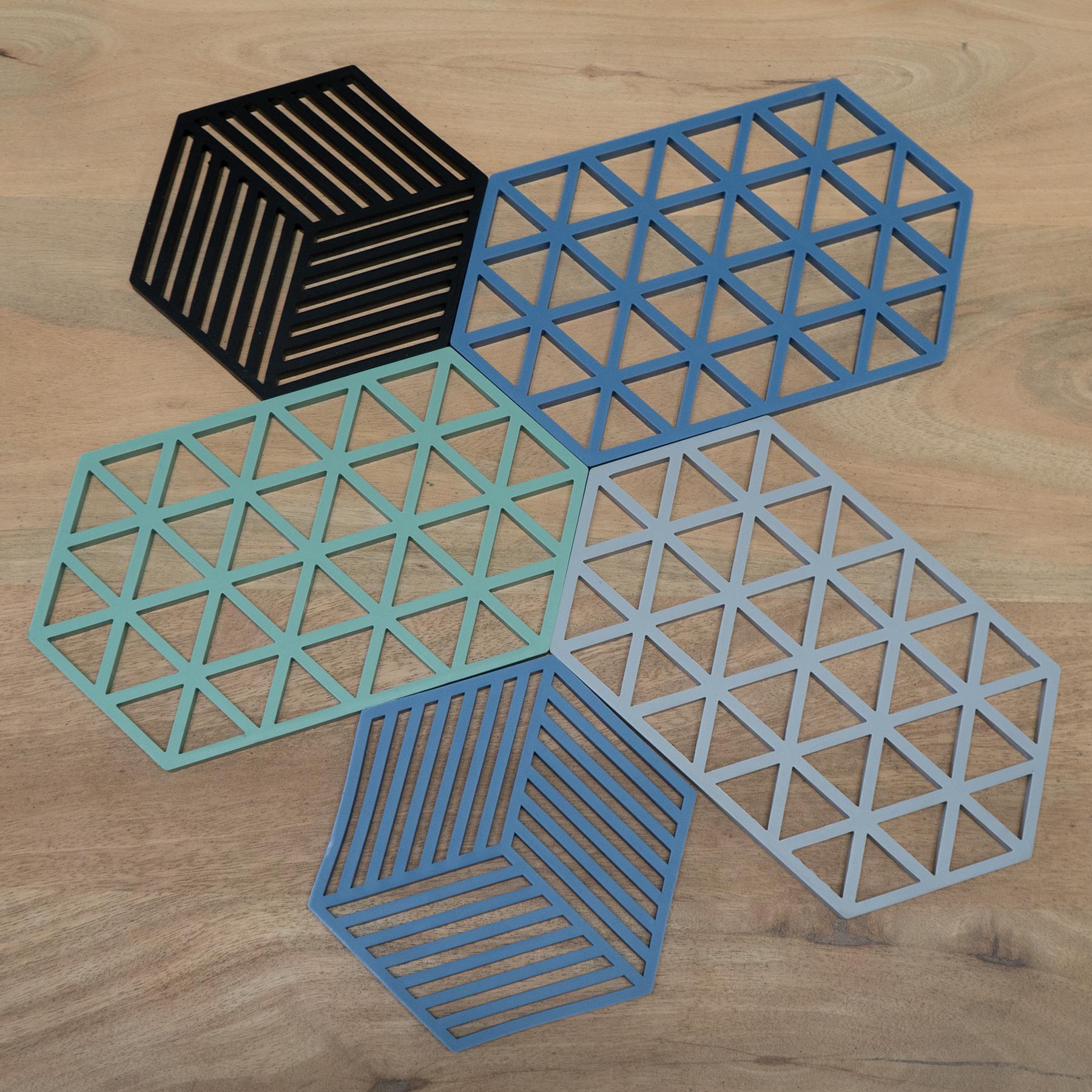 Krumble Pannenonderzetter Hexagon - Blauw - 16 x 14 cm