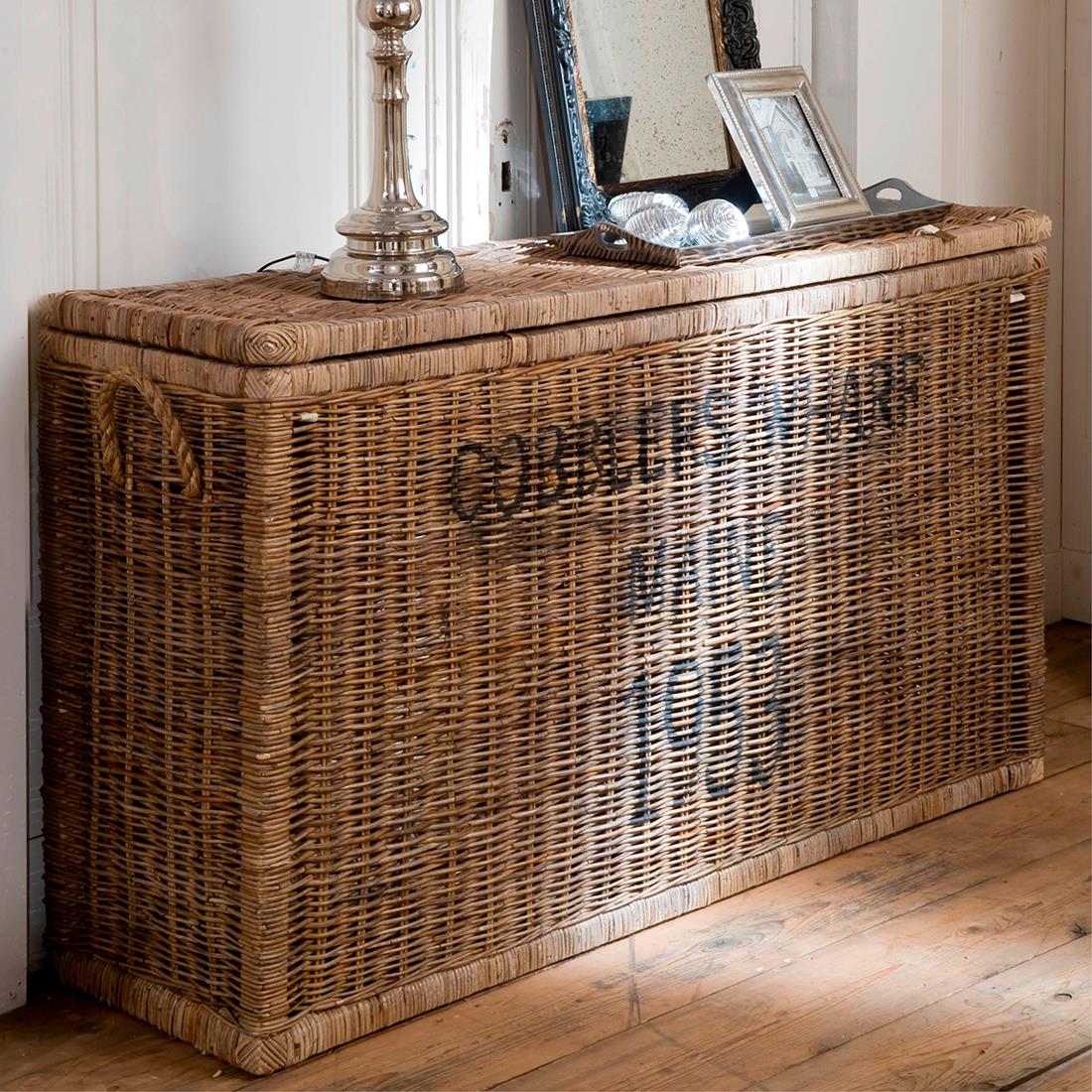 Rivièra Maison - Luxe Opbergtrunk in Riet en Mahonie, 140x40x80 cm