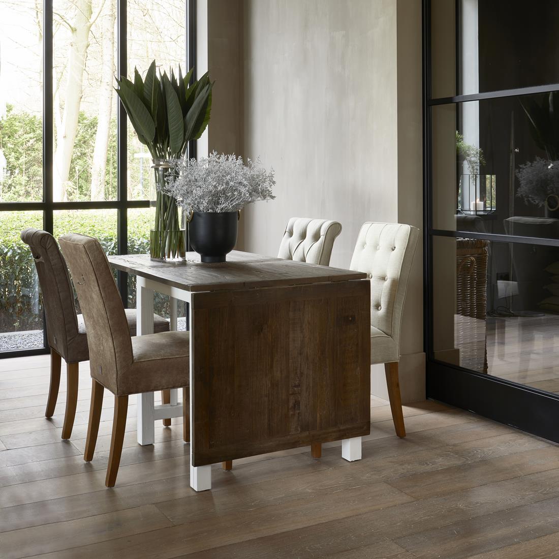 Rivièra Maison - Uitbreidbare eettafel in gerecycled hout van 80x78 cm