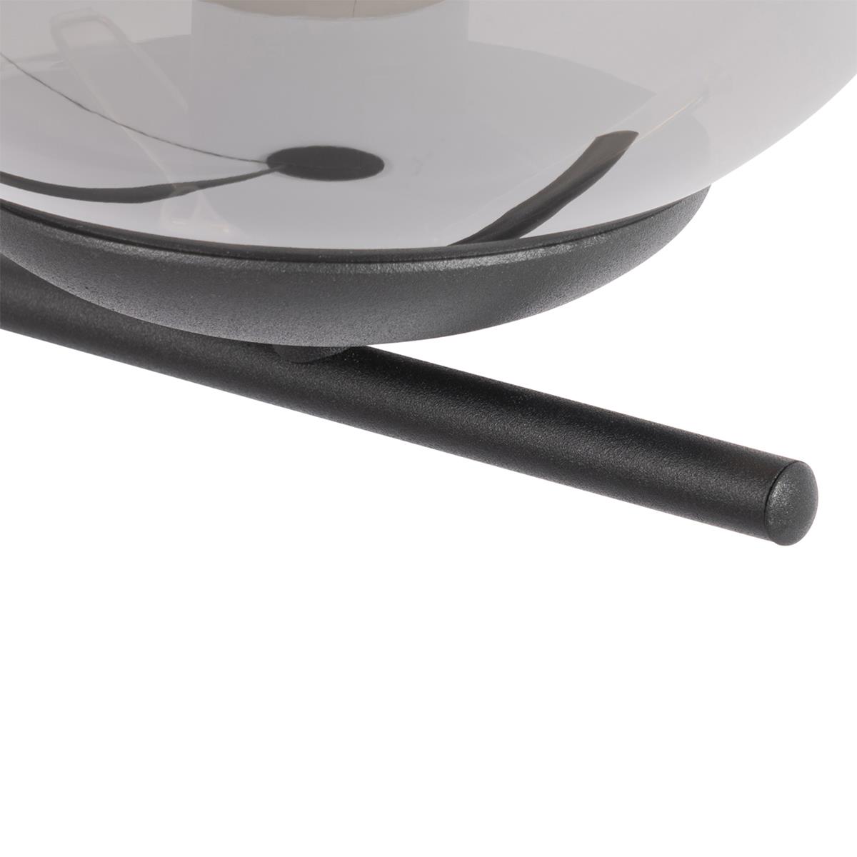 QAZQA Art Deco vloerlamp zwart met glas smoke - Flore