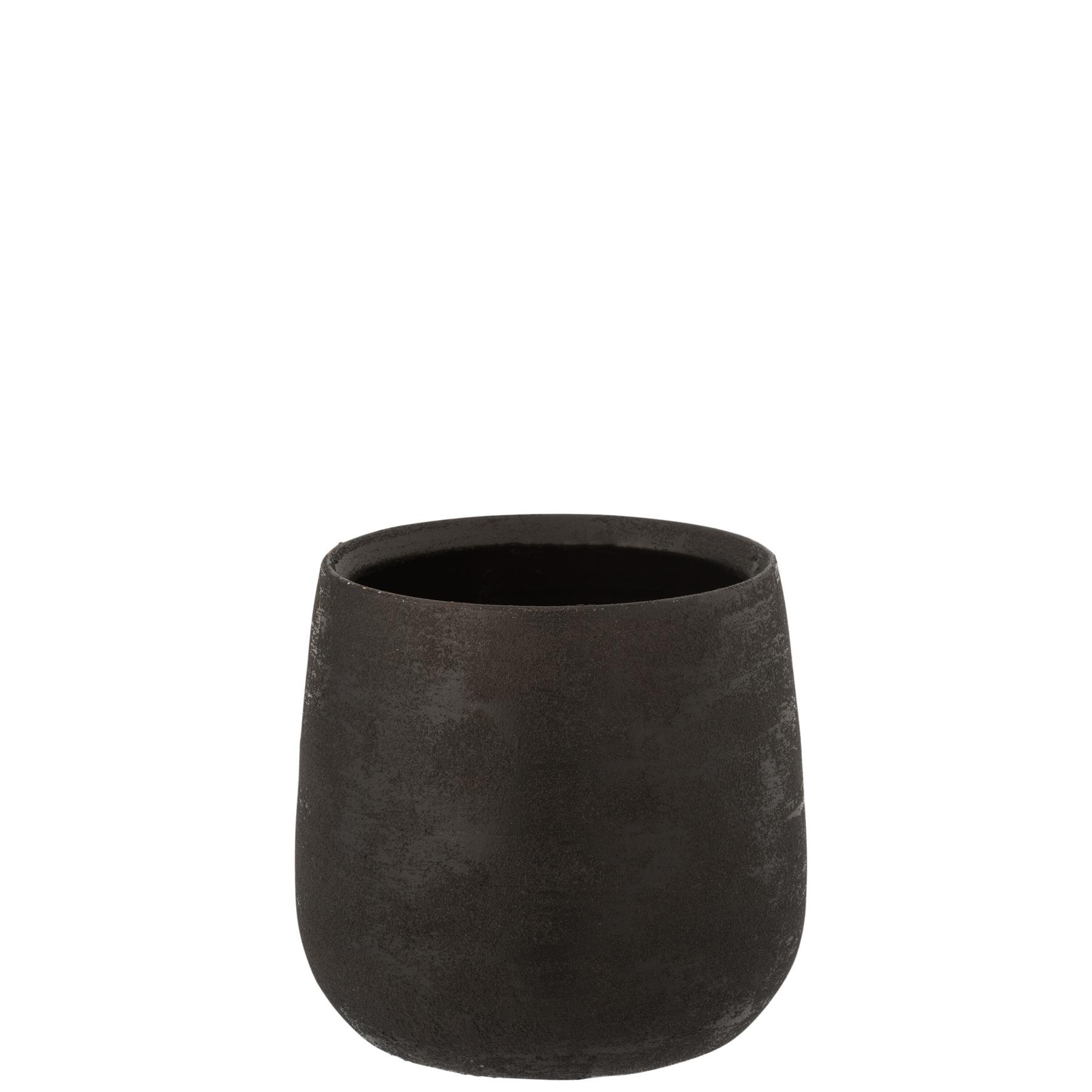 J-Line bloempot Oneffen - keramiek - zwart - large - Ø 23 cm