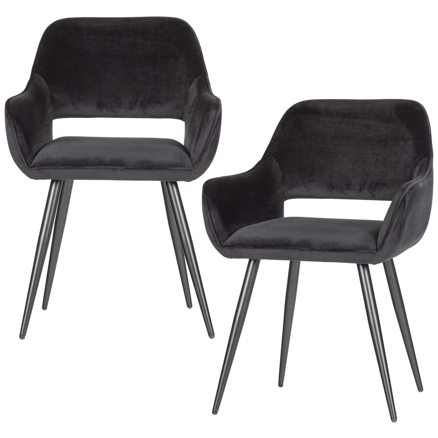 WOOOD Jelle Stoel - Velvet - Zwart - Set van 2