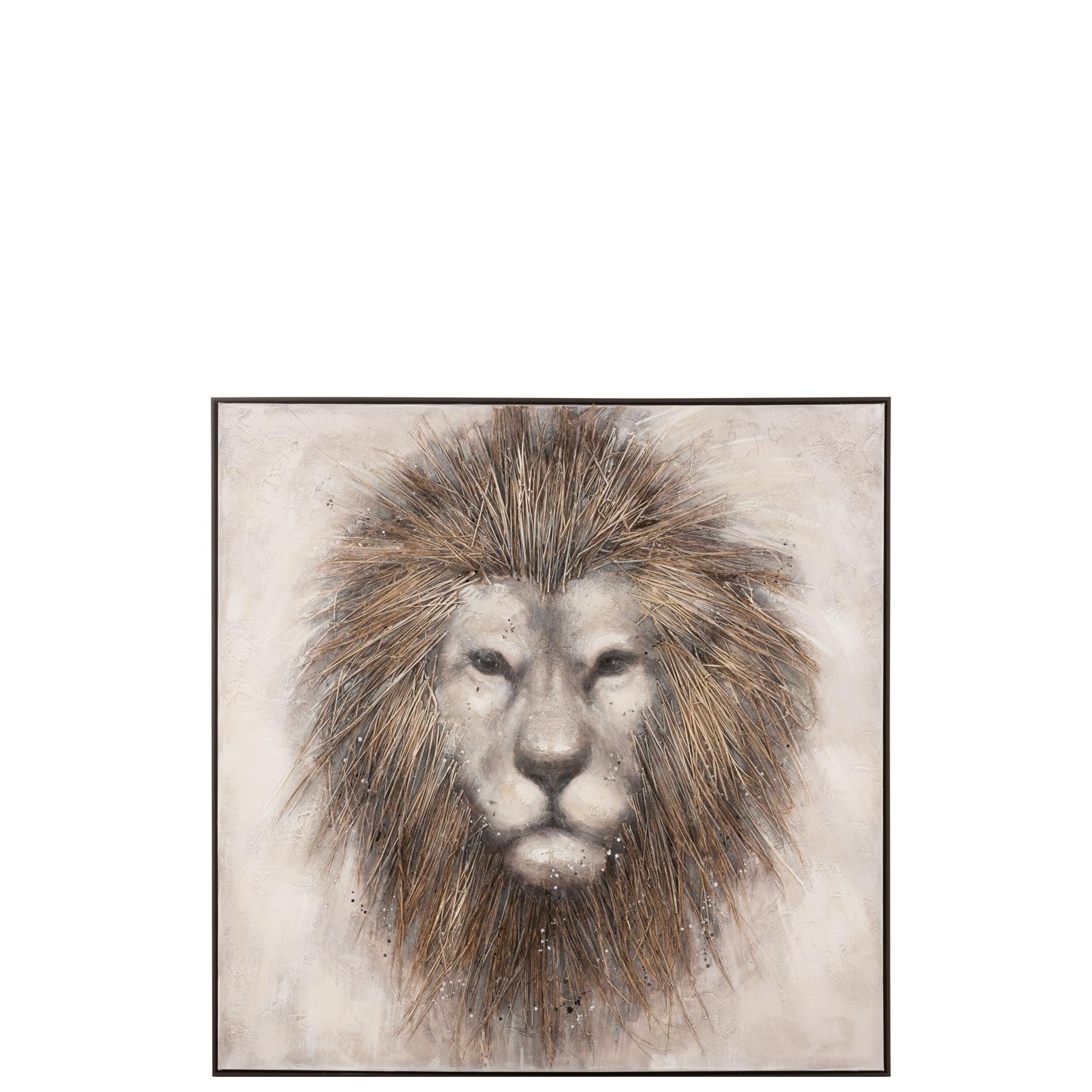 J-Line schilderij Leeuw - canvas|hout - bruin