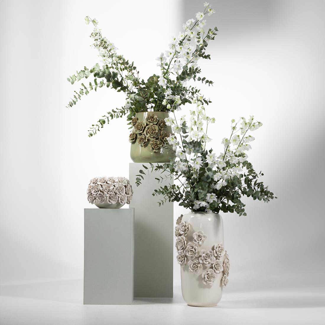 Riviera Maison Vaas Groen - Rose - Aardewerk (ØxH) 34x36