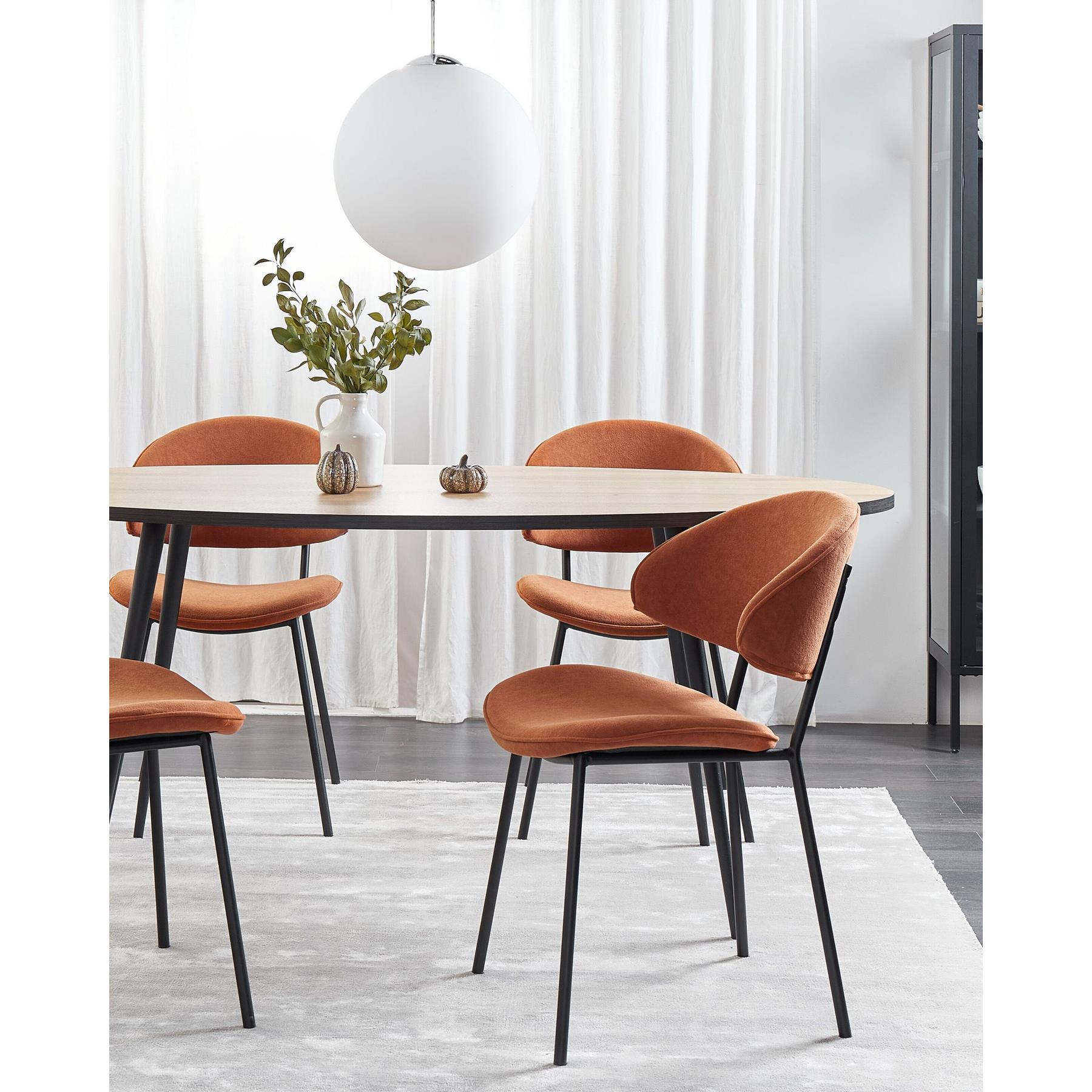 Beliani - KIANA - Eetkamerstoel set van 2 - Oranje - Polyester