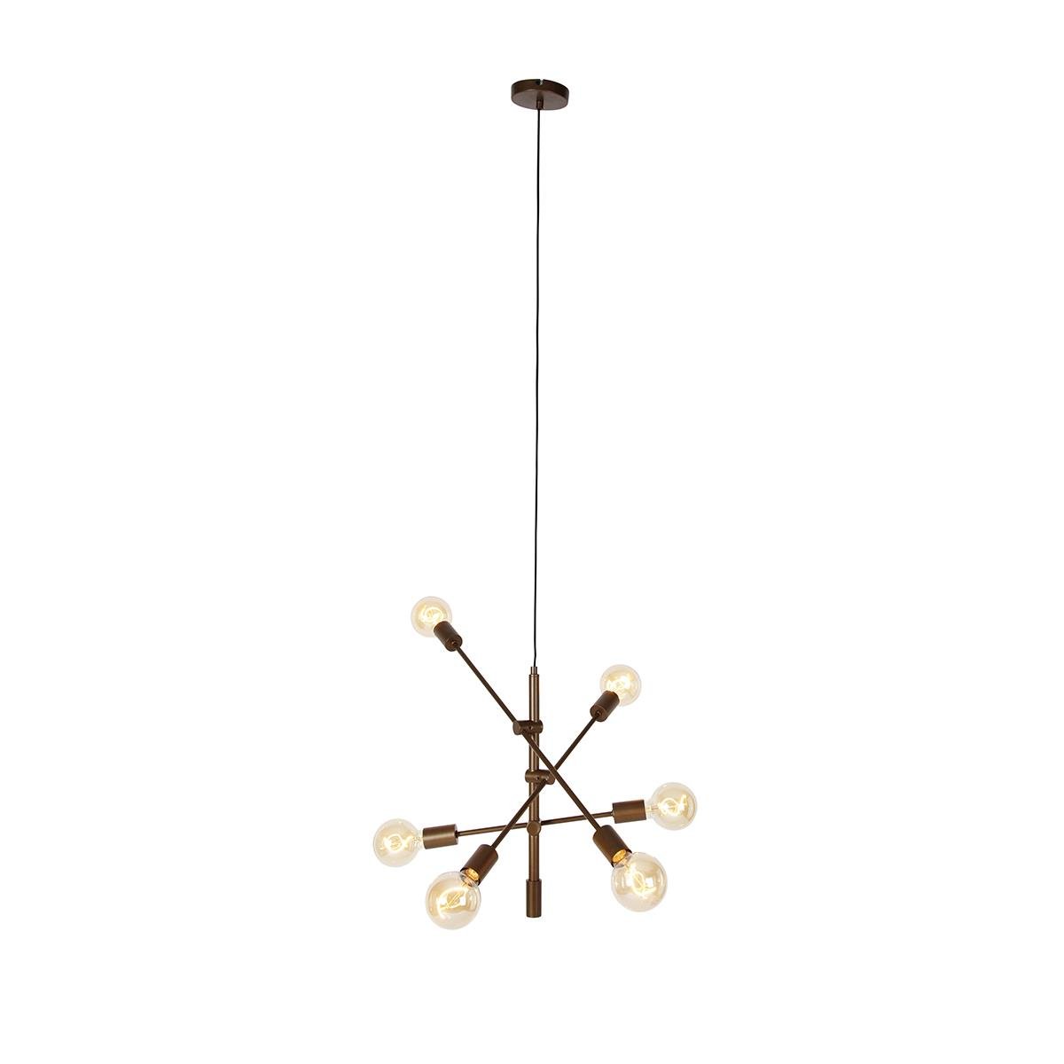 QAZQA Industriële hanglamp donkerbrons 6-lichts - Sydney