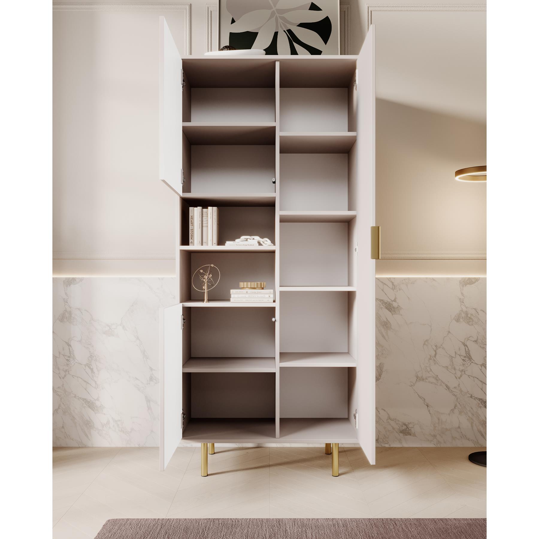 Meubella Vitrinekast Nicola - Beige - 80 cm