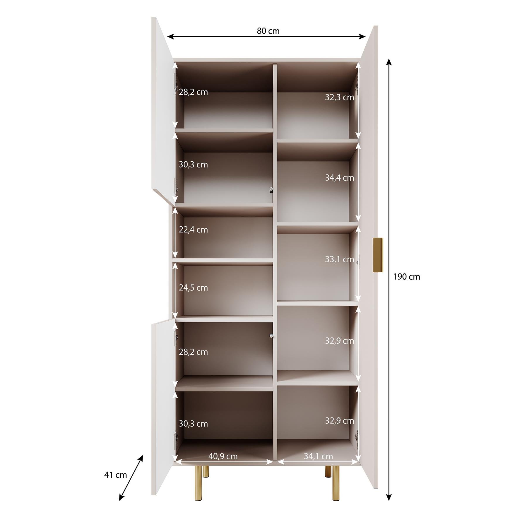 Meubella Vitrinekast Nicola - Beige - 80 cm