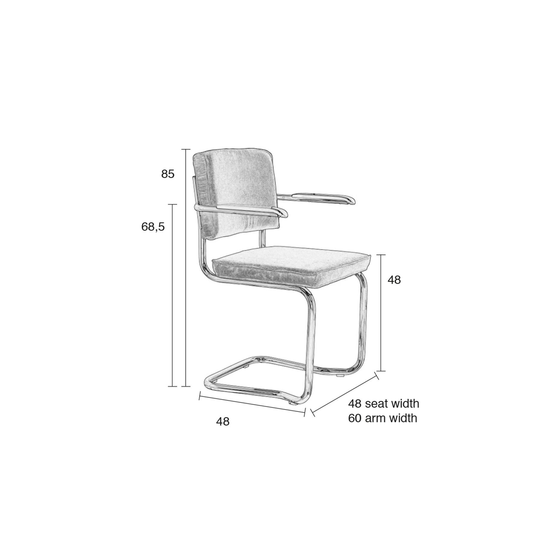 Zuiver Ridge Rib Kink Eetkamerstoelen leuning Grijs - Set van 2