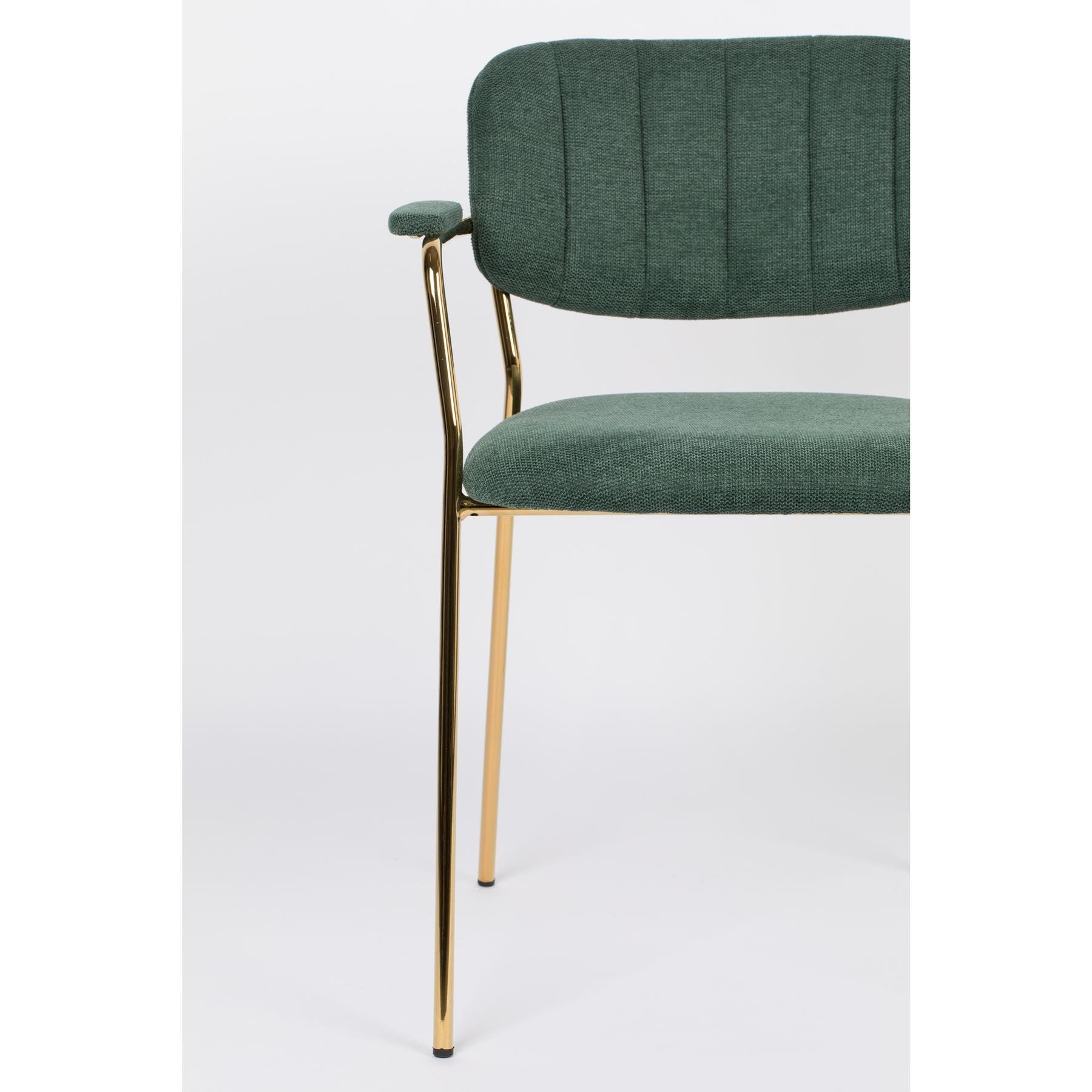 Housecraft Jolien Eetkamerstoelen Goud|Dondergroen - Set van 2